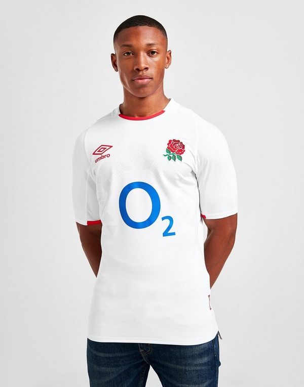 Umbro Inglaterra 2021/22 Mens Home Replica Rugby Union Jersey Camiseta Top Blanco 