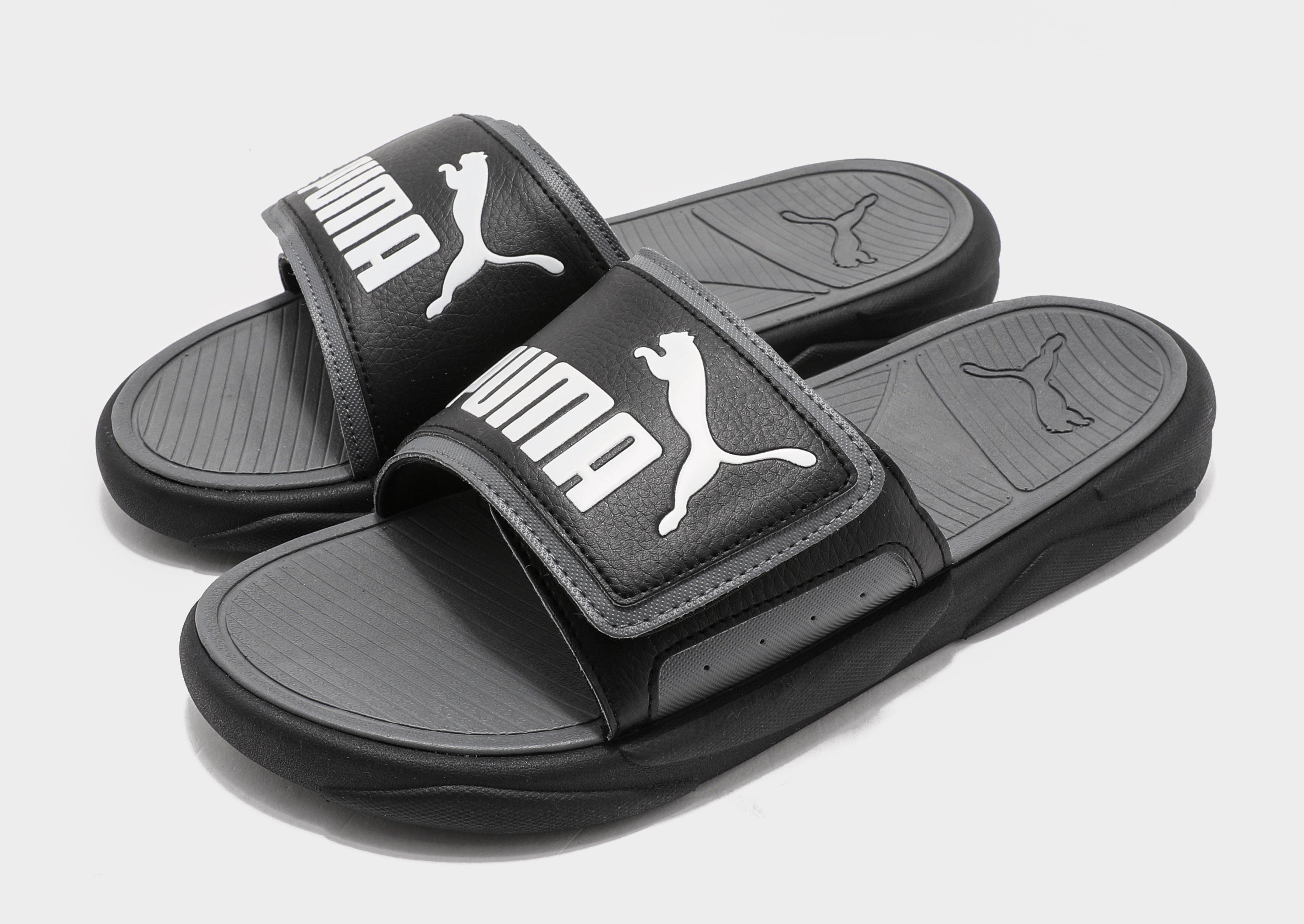 puma grey flip flops