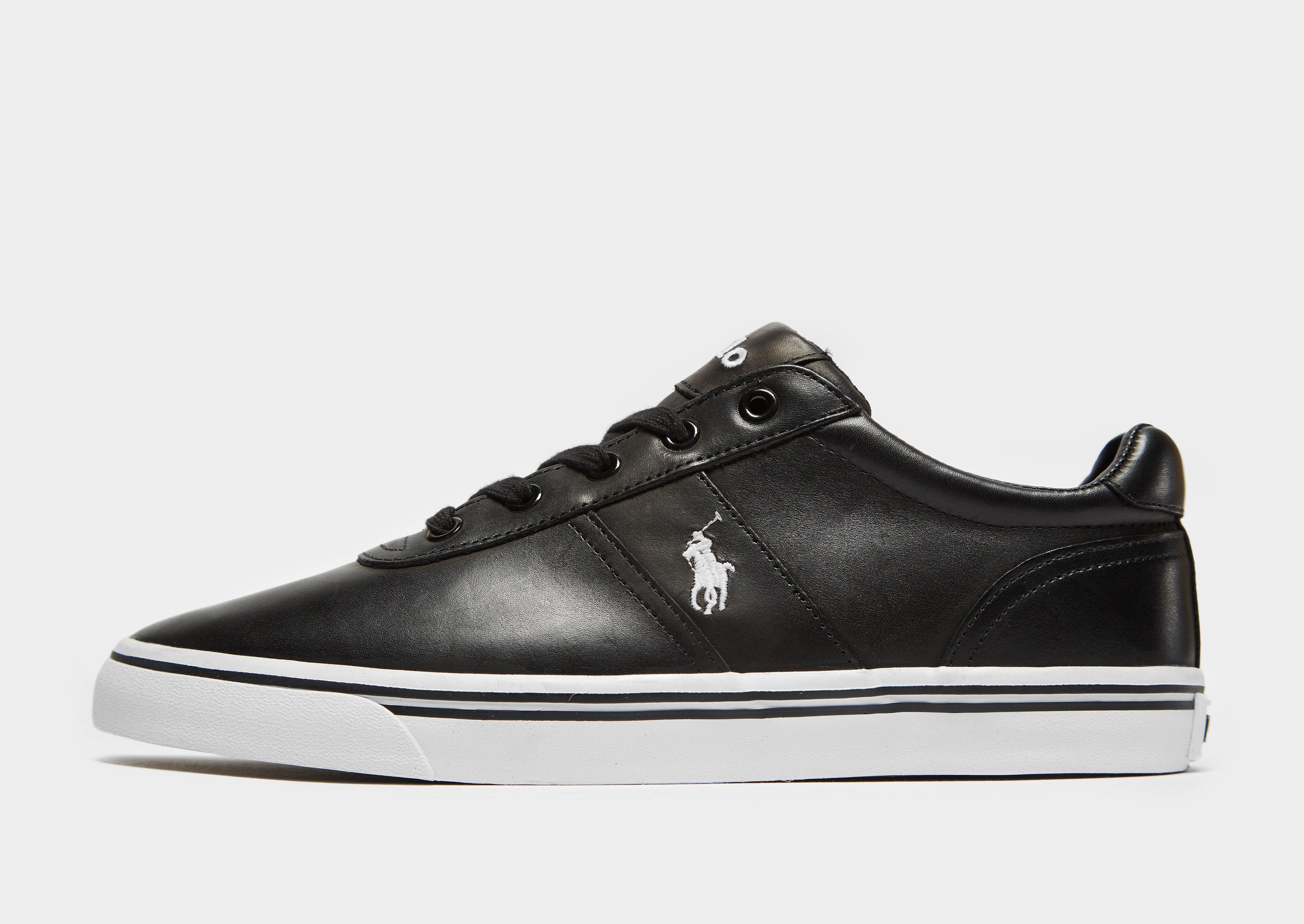 polo ralph lauren hanford leather trainers in black