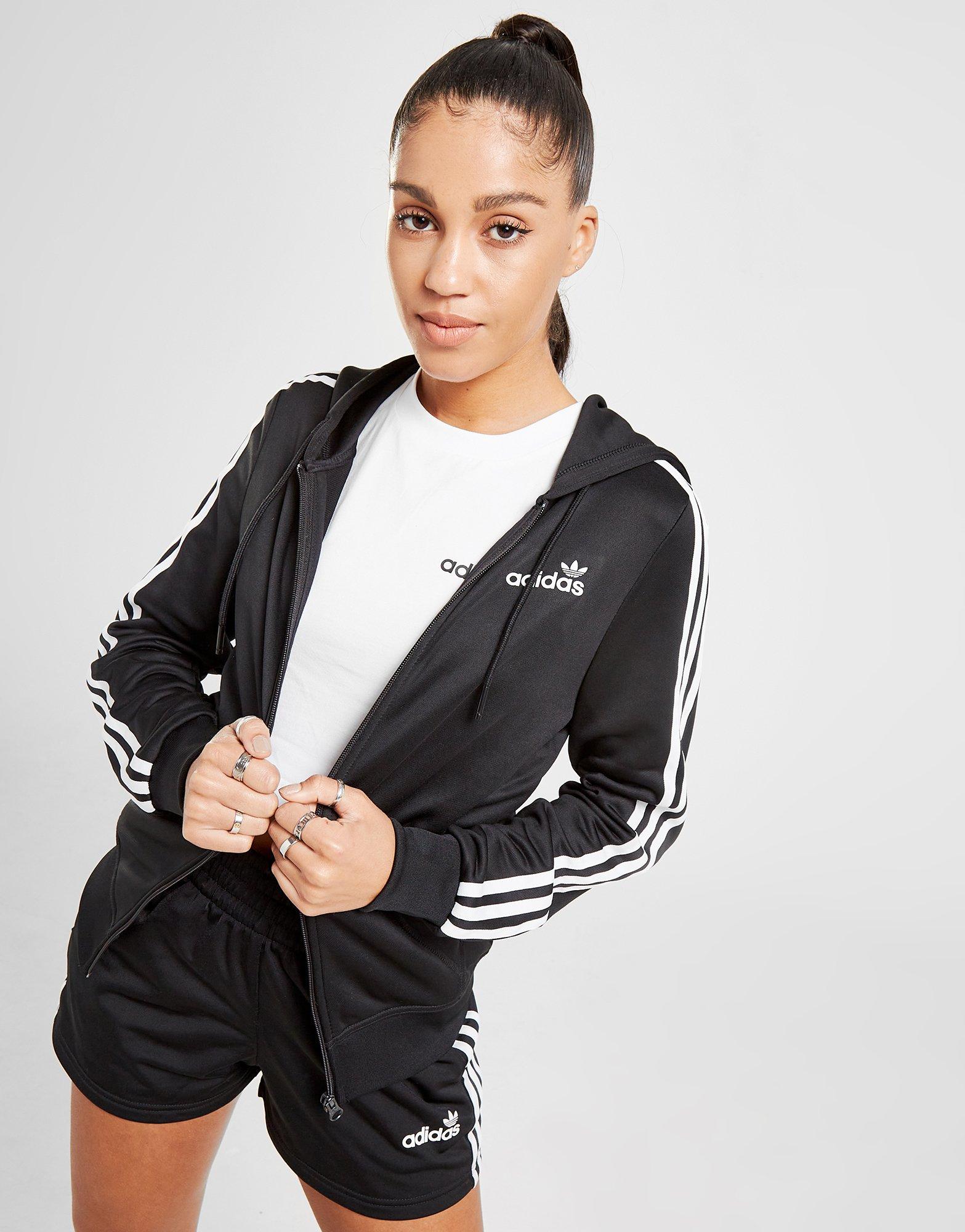 adidas 3 stripes full zip hoodie