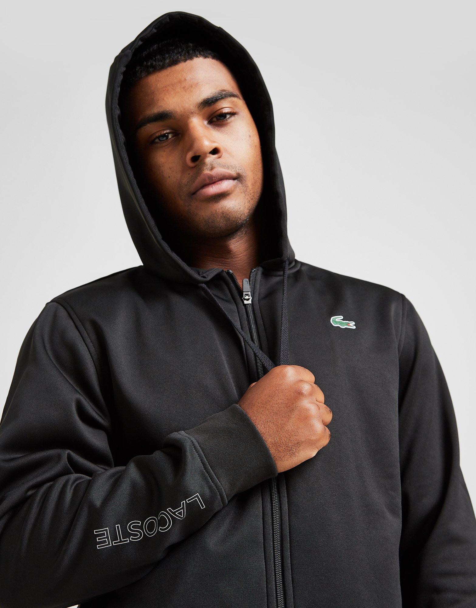 lacoste black zip up hoodie