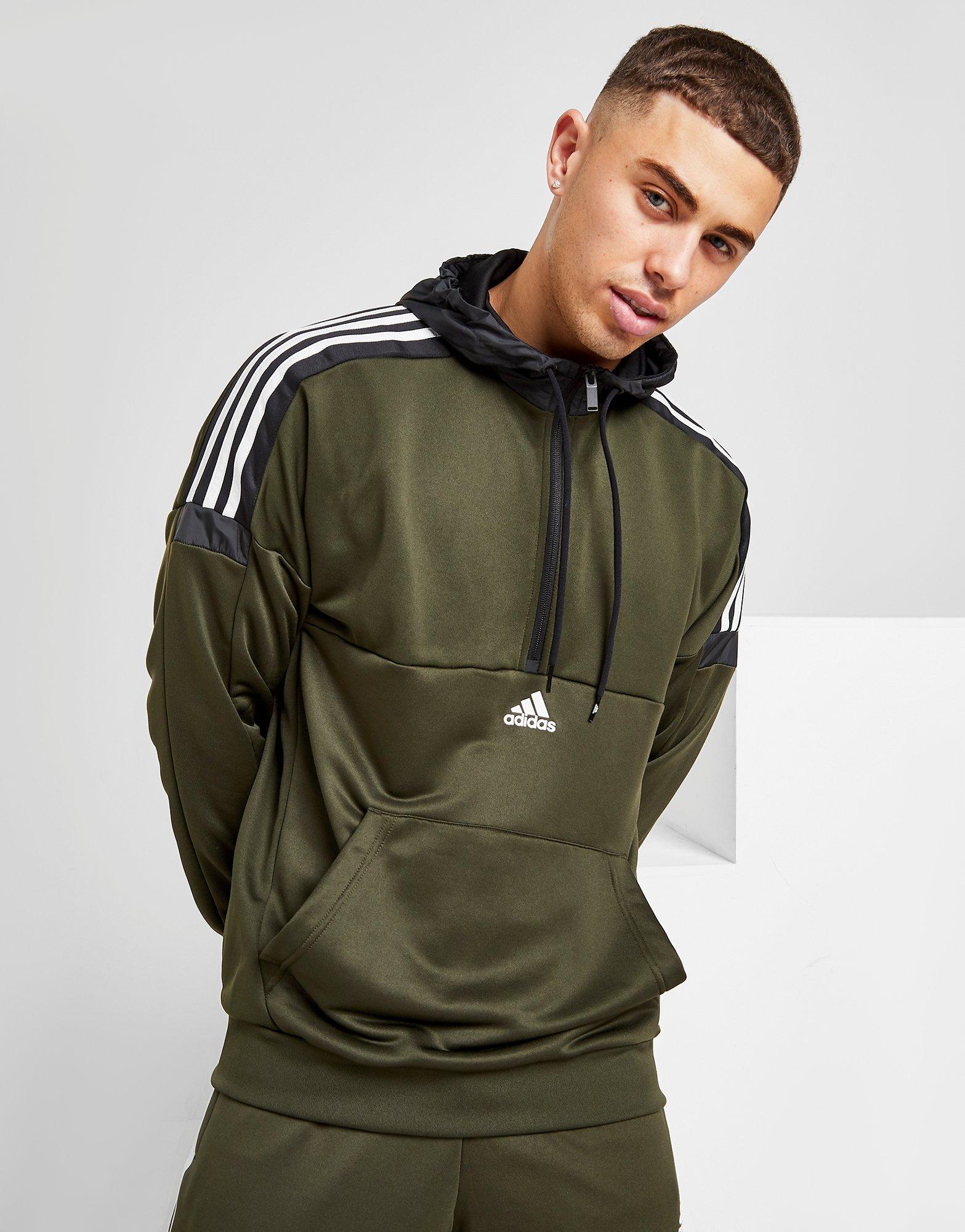 adidas khaki zip hoodie