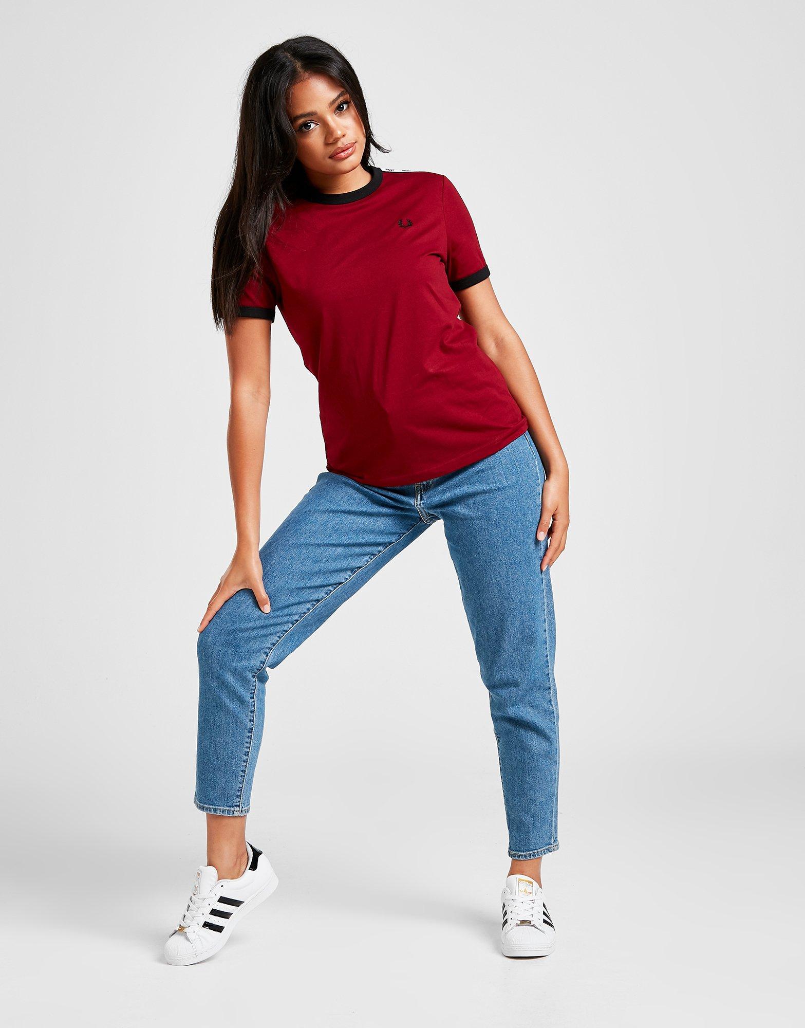 fred perry ringer t shirt red