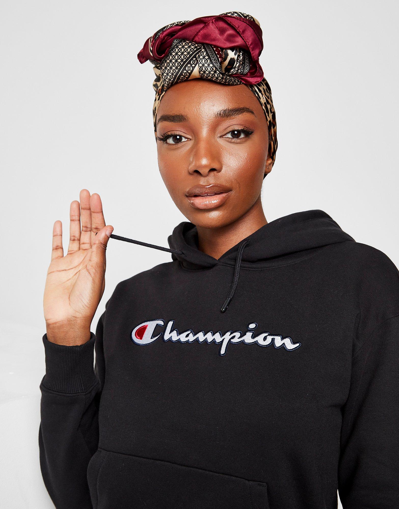 champion all over print script boyfriend hoodie