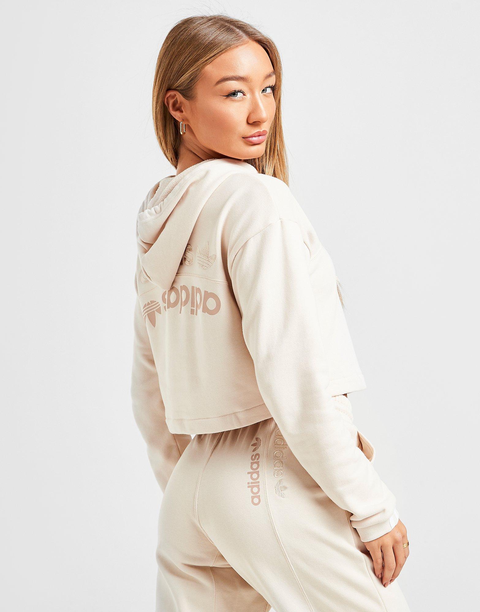 adidas originals linear crop overhead hoodie