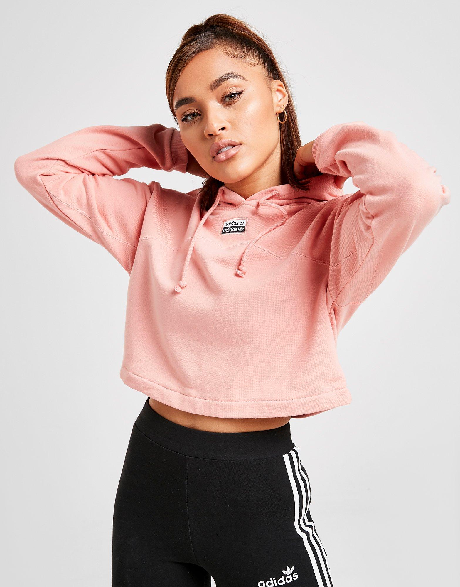 adidas originals linear crop overhead hoodie