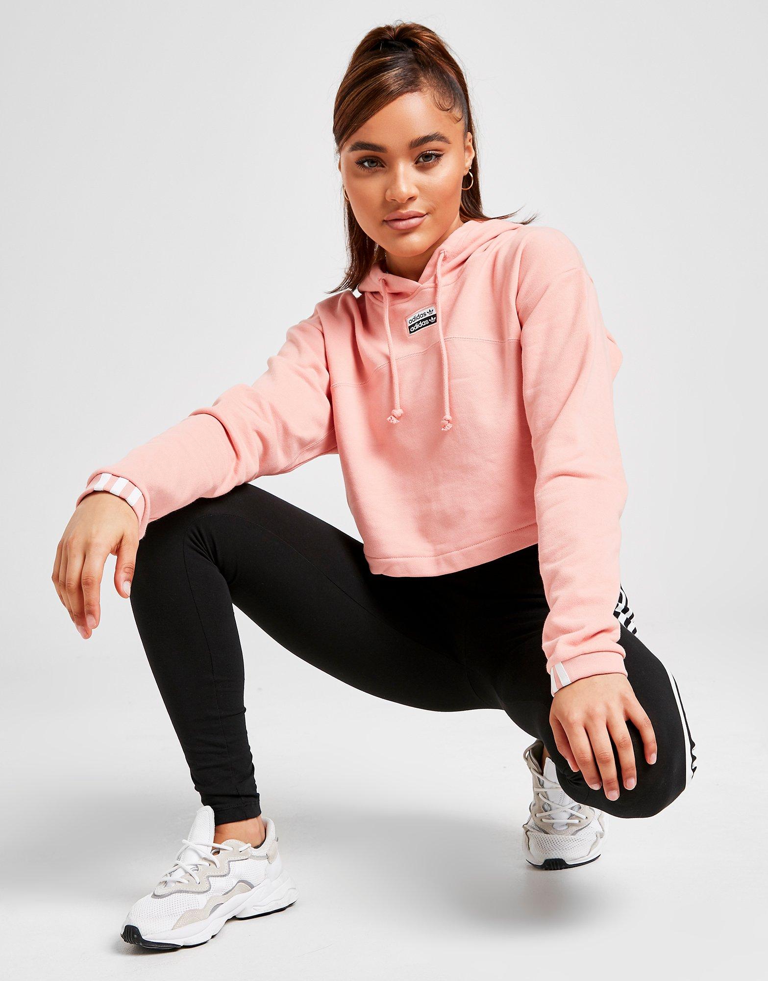 adidas originals linear crop overhead hoodie