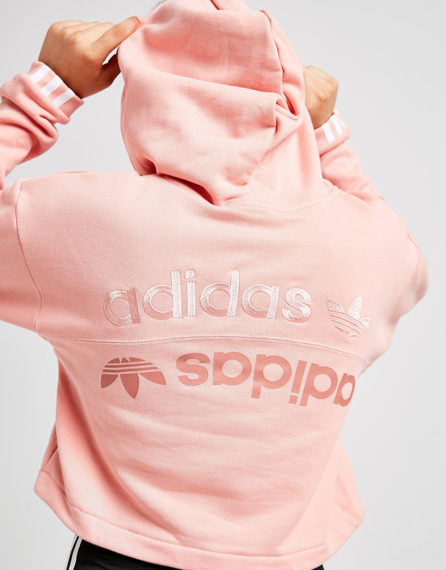 adidas originals linear crop overhead hoodie