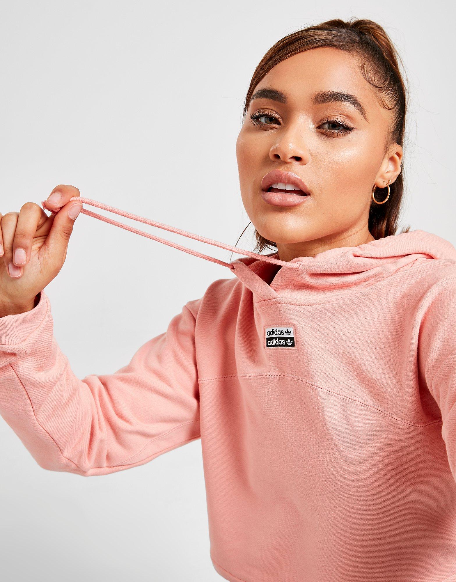 adidas originals linear crop overhead hoodie