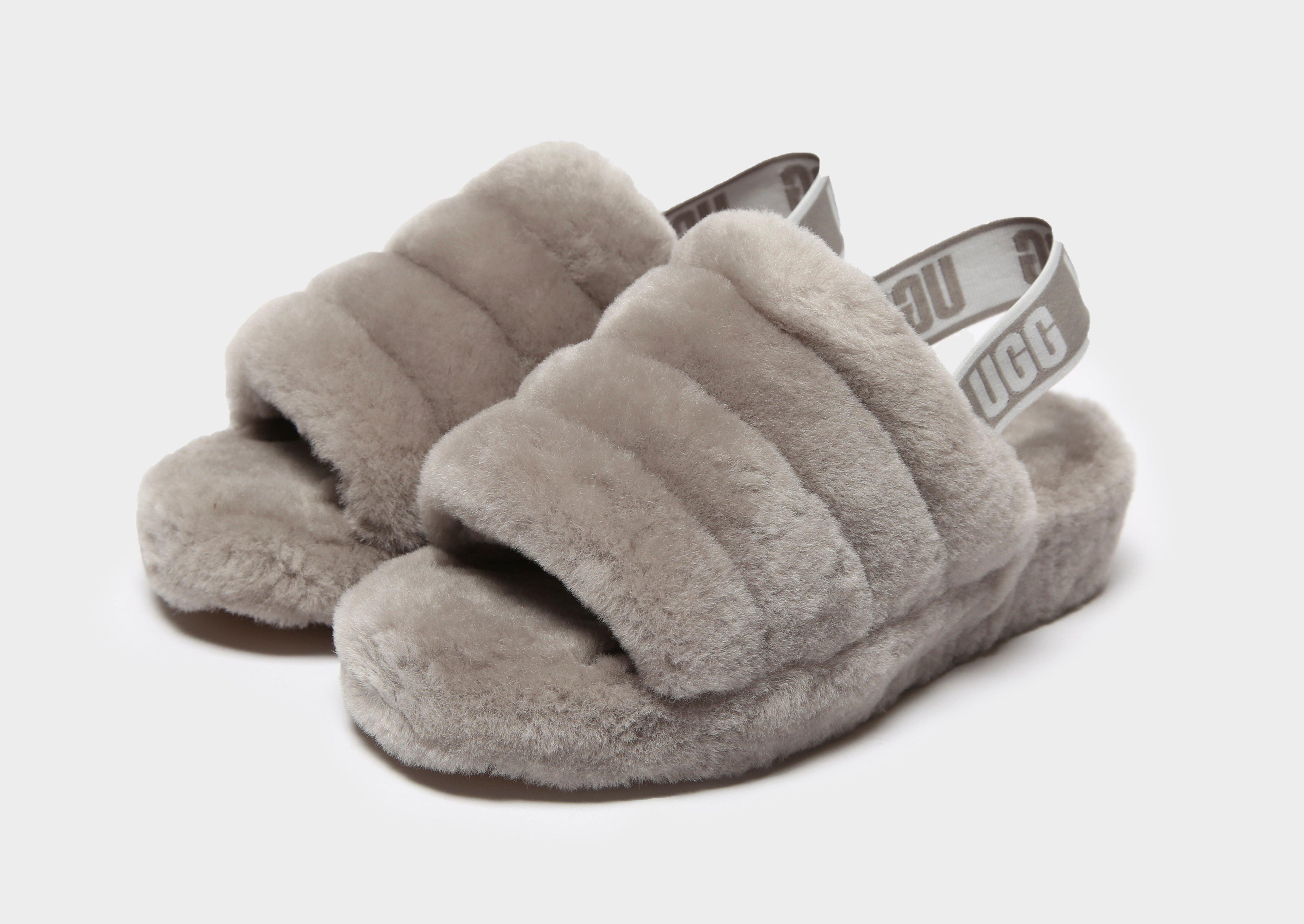 grey fluff yeah slide sandals