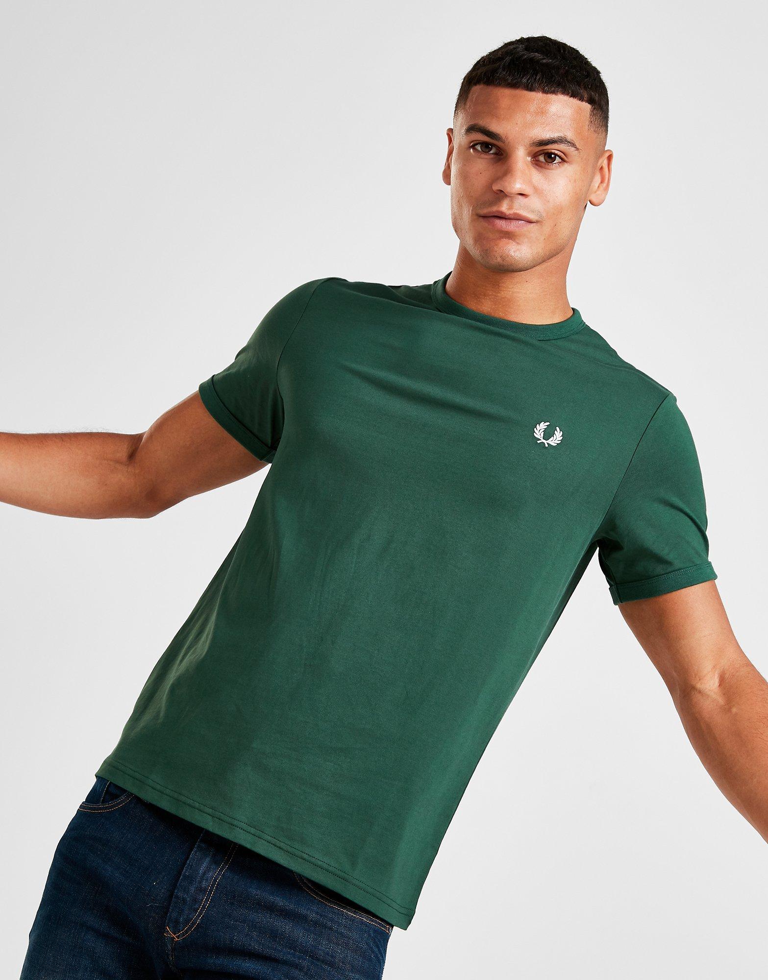 fred perry ringer t shirt green