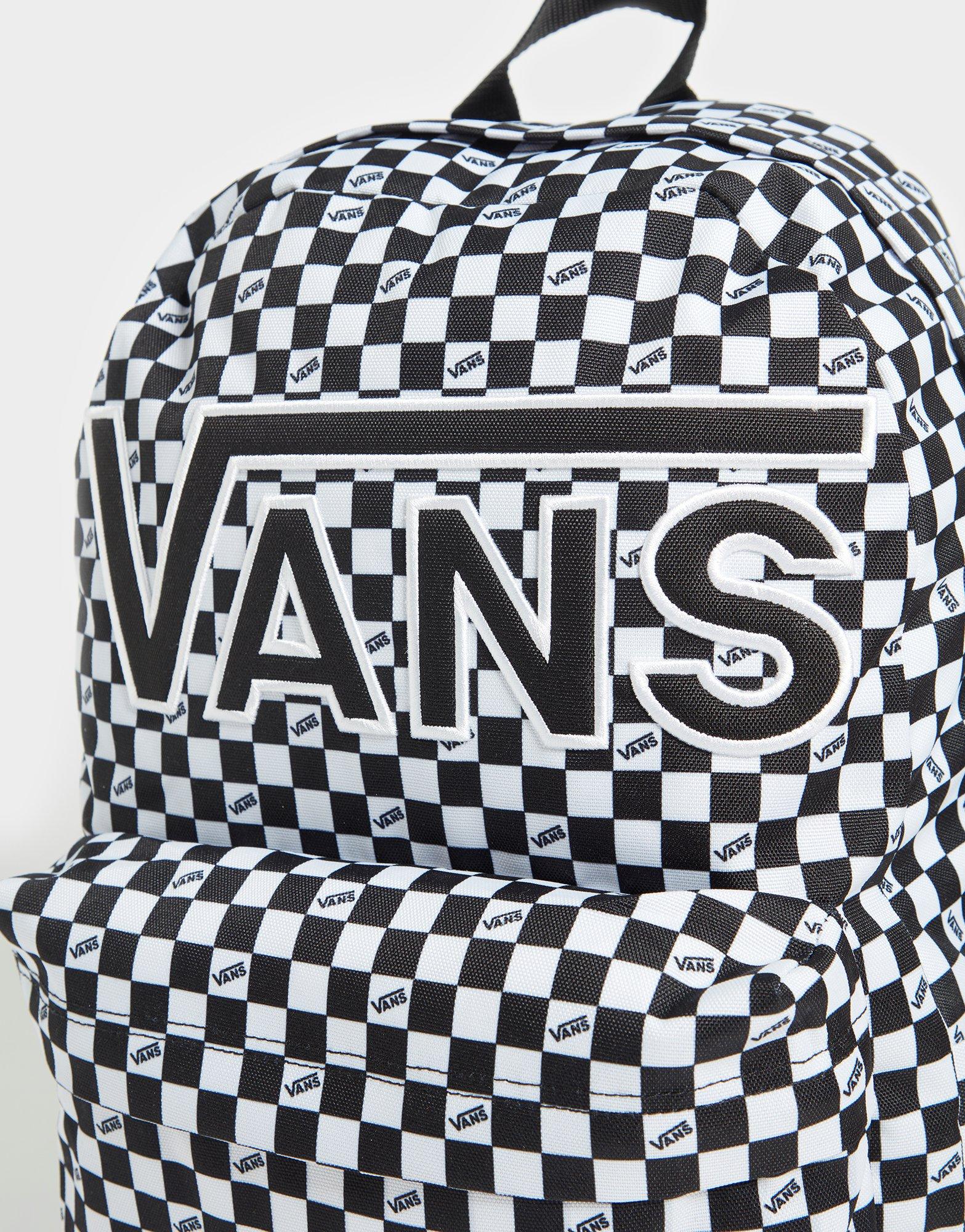 vans white and black checkered backpack