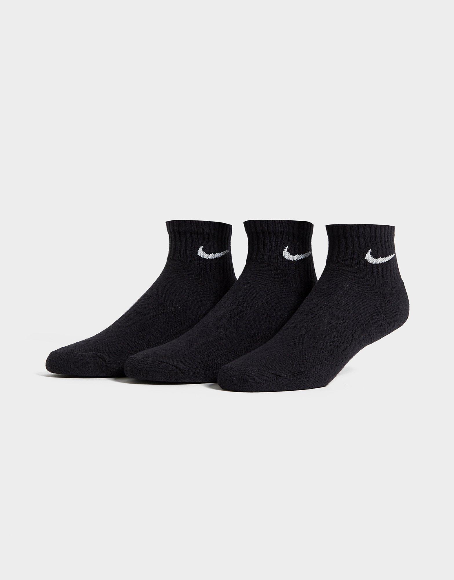 Black Nike 3 Pack Cushioned Quarter Socks | JD Sports UK