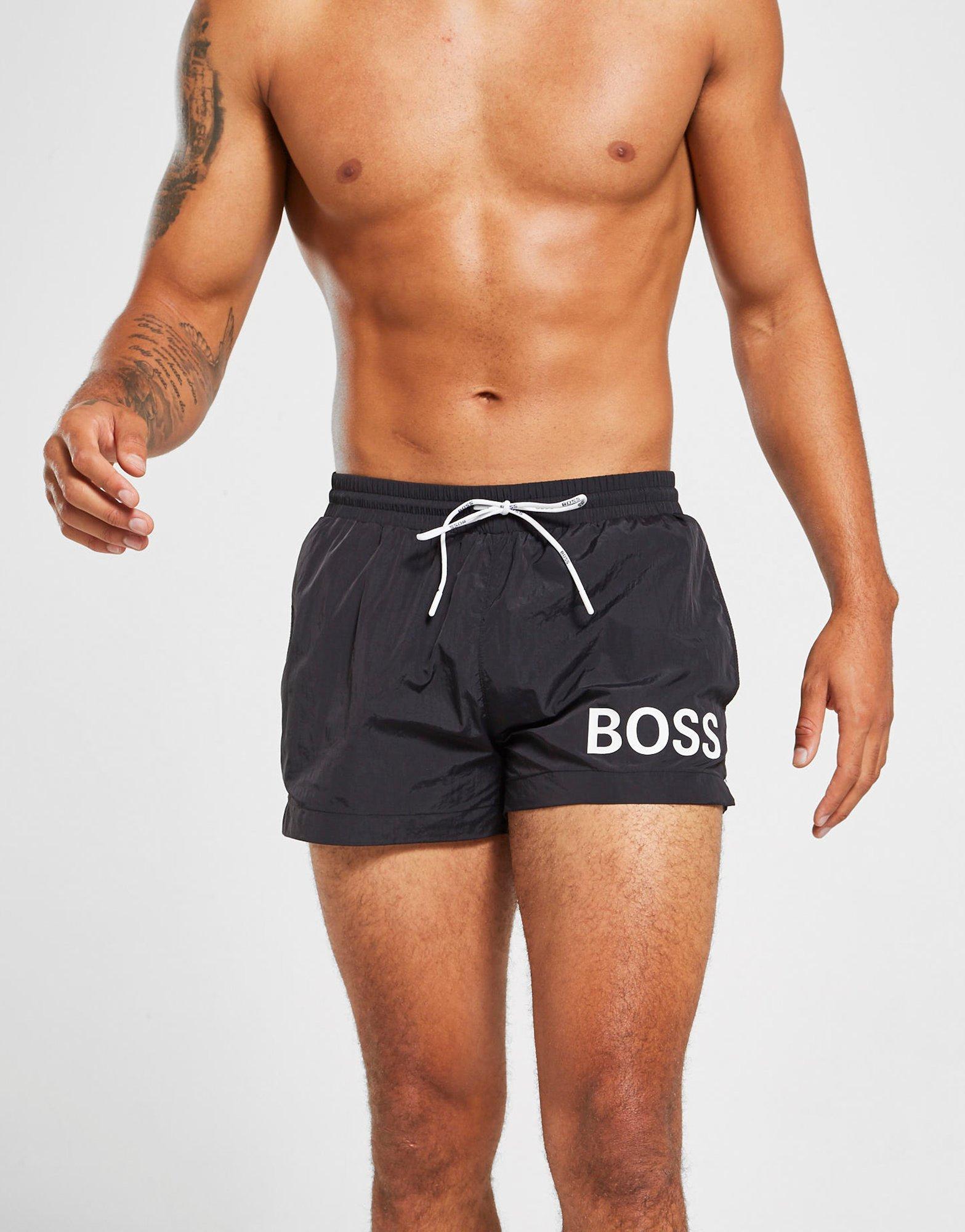 black boss swim shorts
