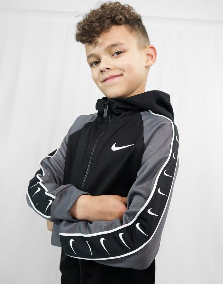 Black Nike Swoosh Tape Full Zip Tracksuit Children JD Sports