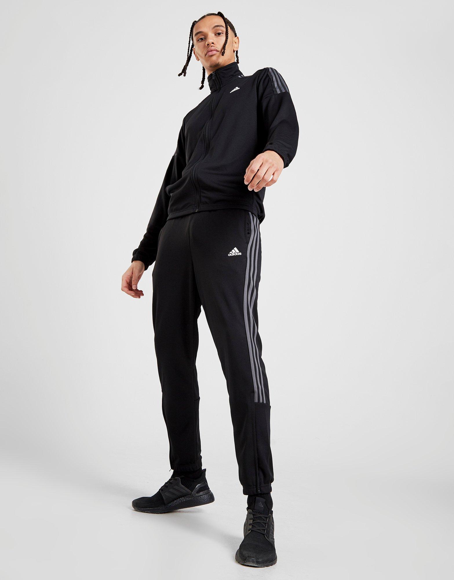 adidas 3 stripe poly tracksuit