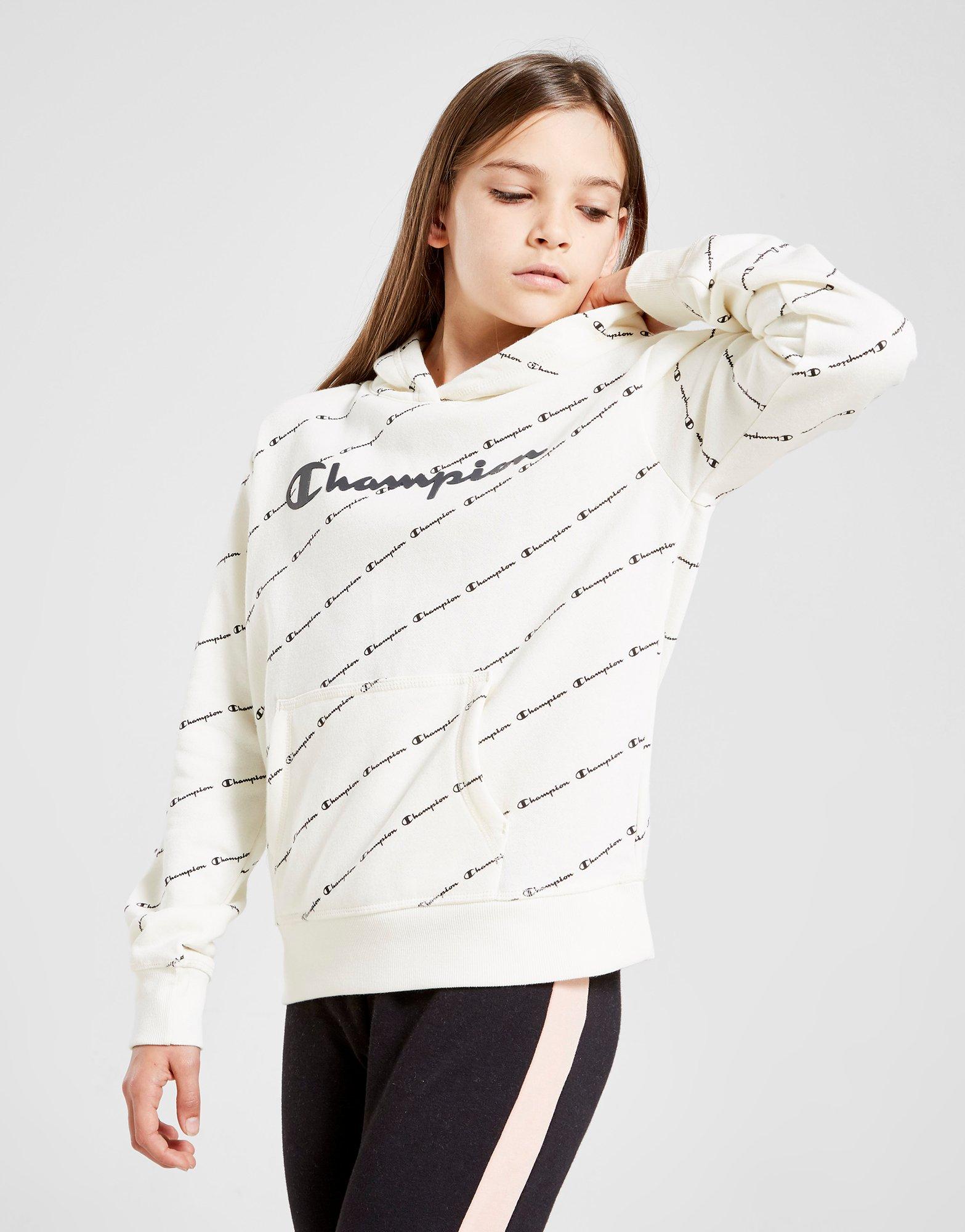 champion all over print hoodie white