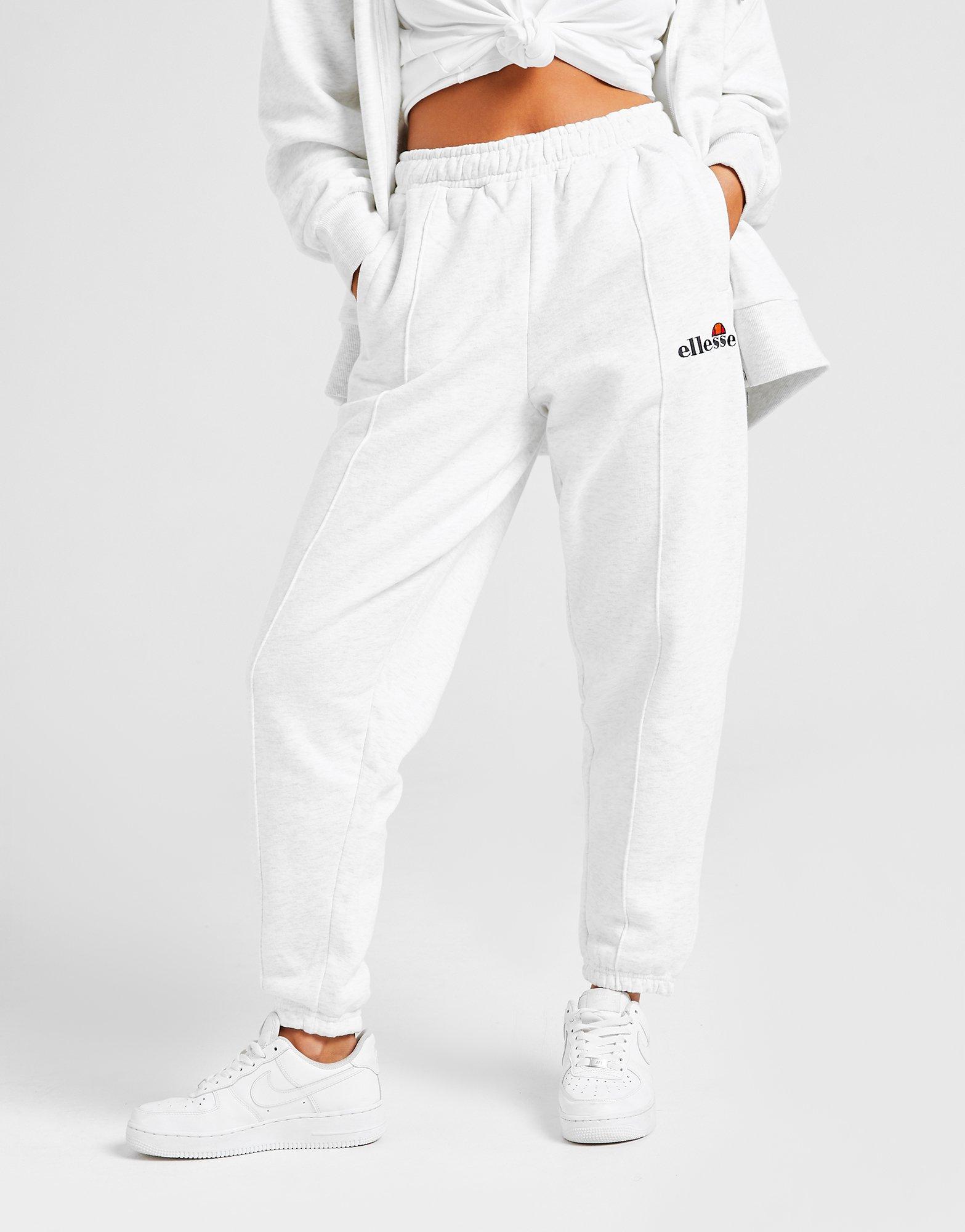 high waisted joggers white