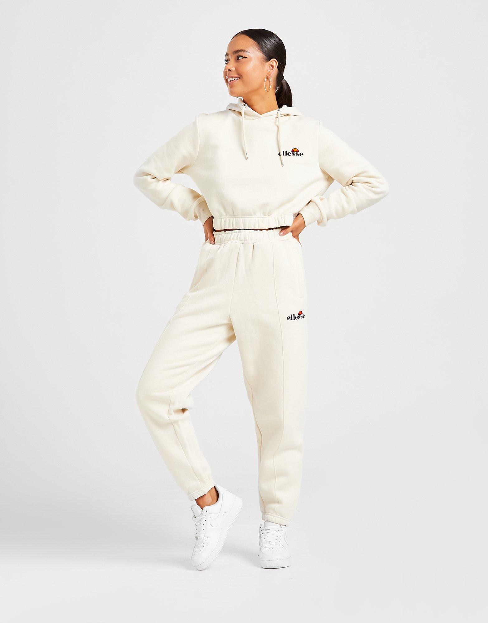 high waisted joggers white