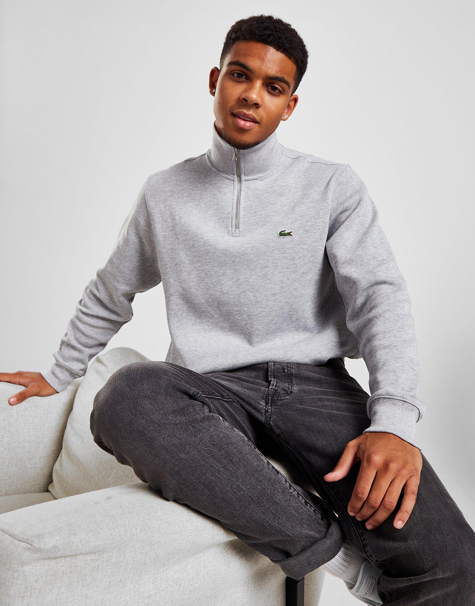 Grå Lacoste Pique 1/2 Zip Sweatshirt - JD Danmark