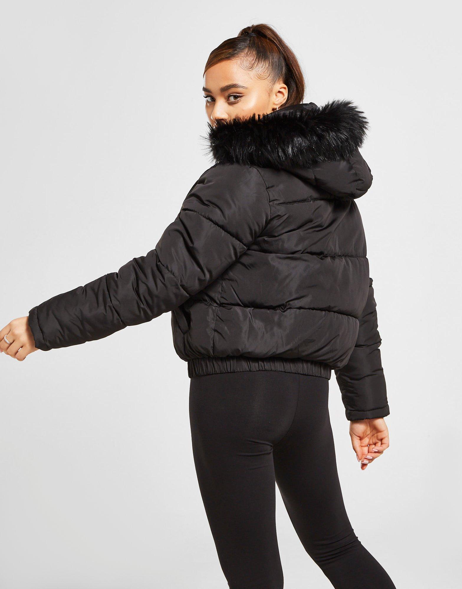 siksilk fur hood padded jacket