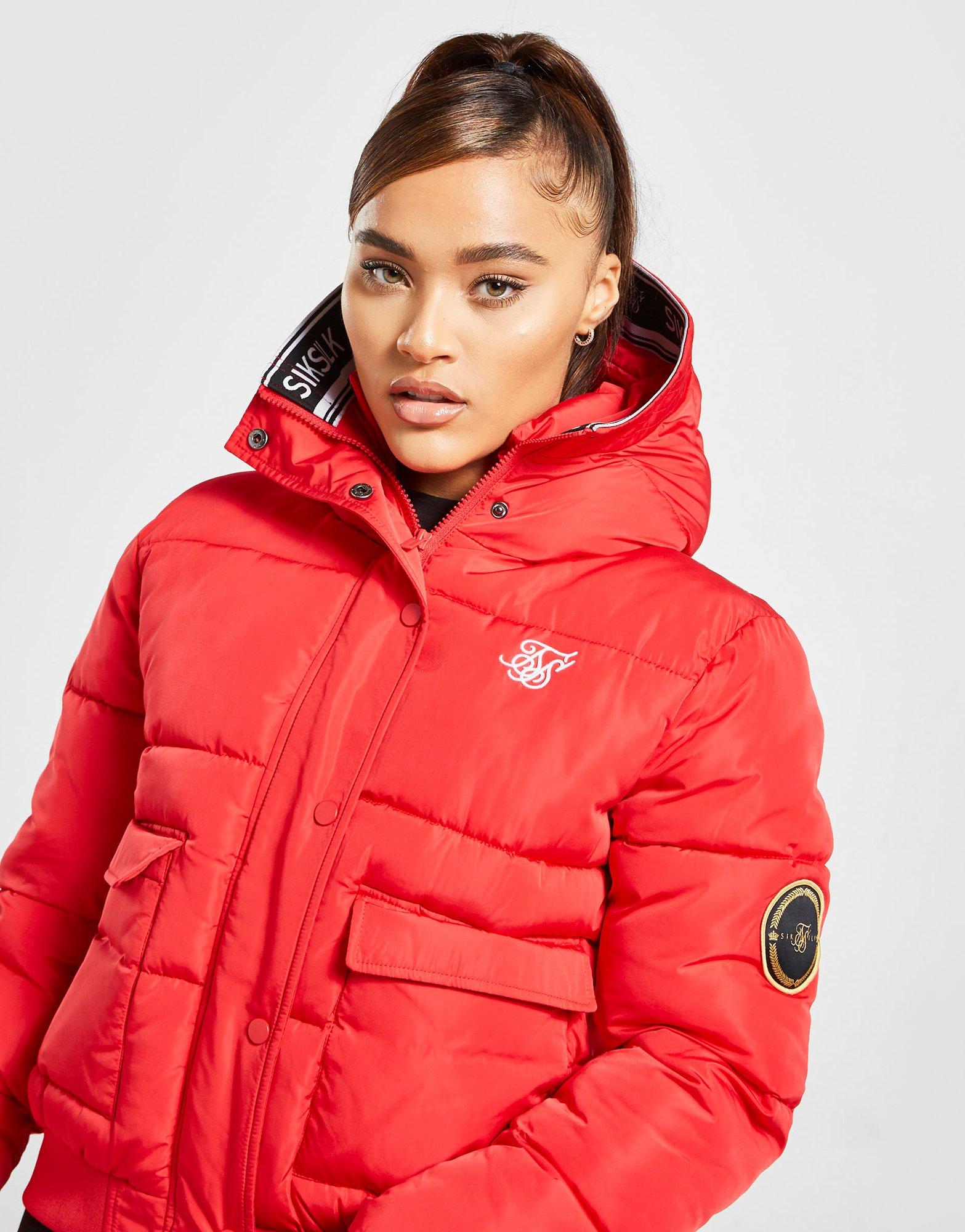 red siksilk coat womens