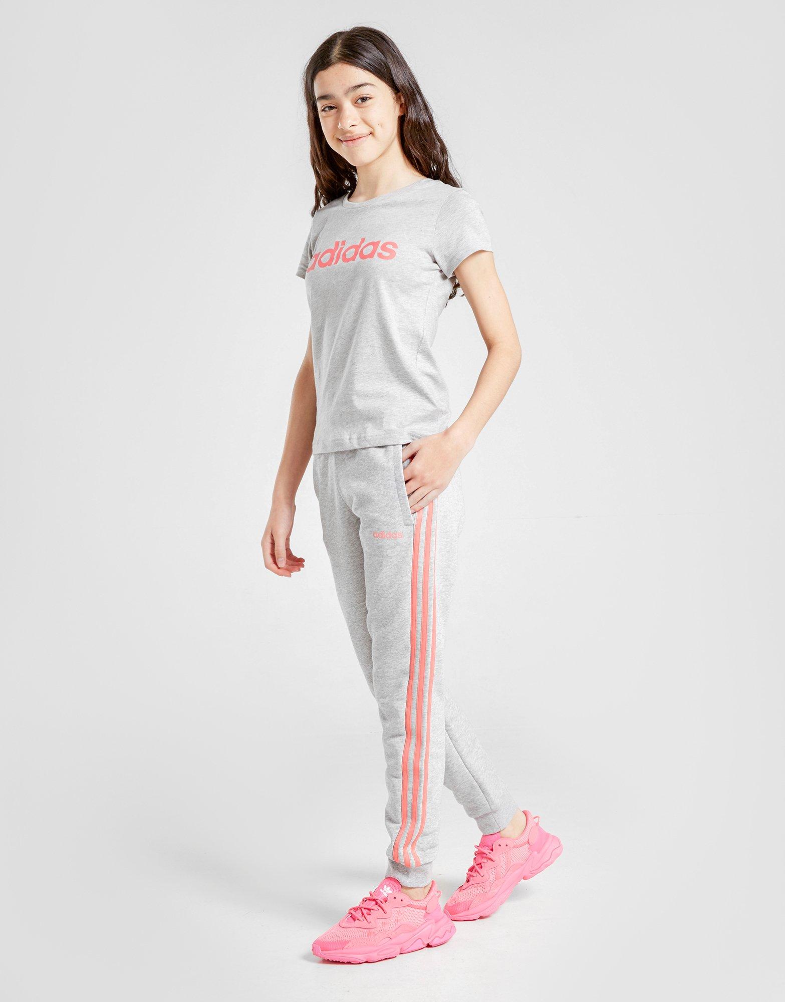 adidas track pants pink stripe