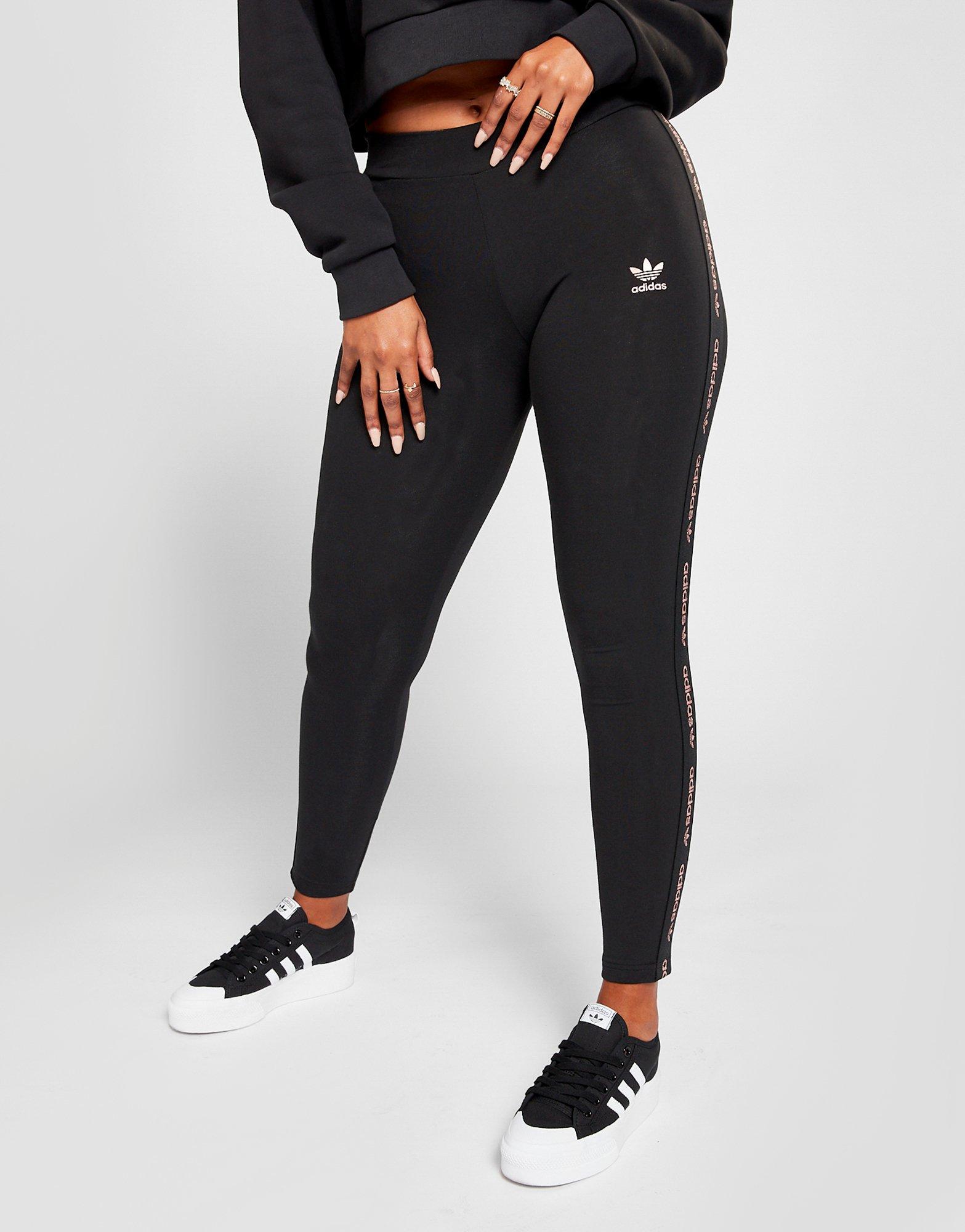 adidas black trefoil taped leggings