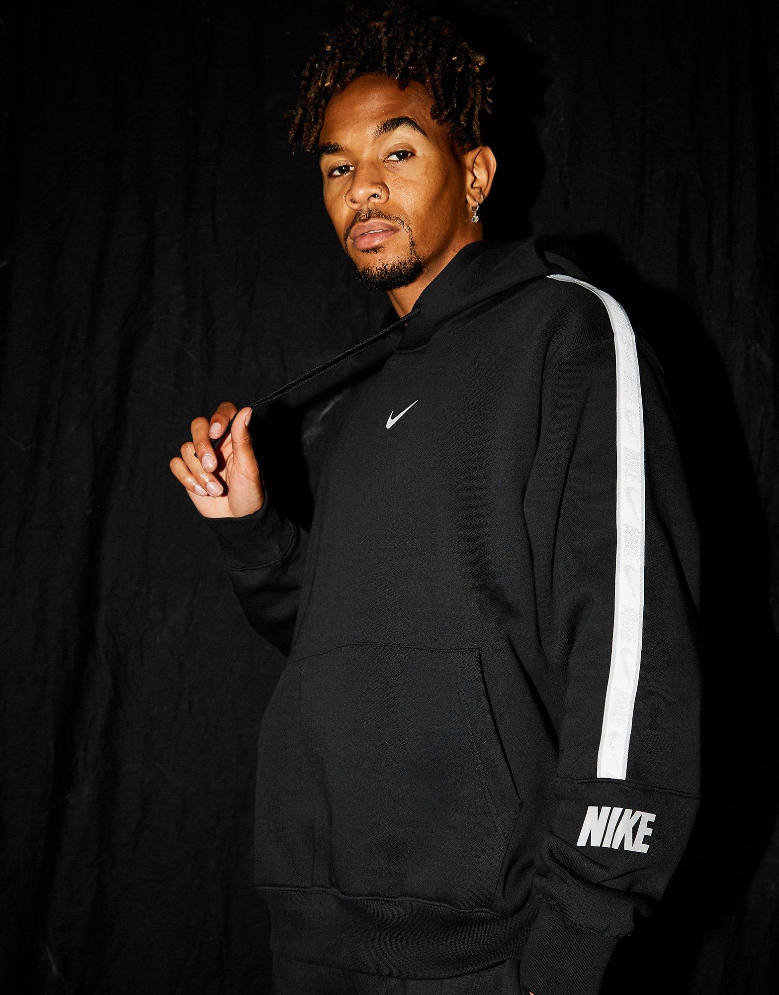 nike tape fleece overhead hoodie black