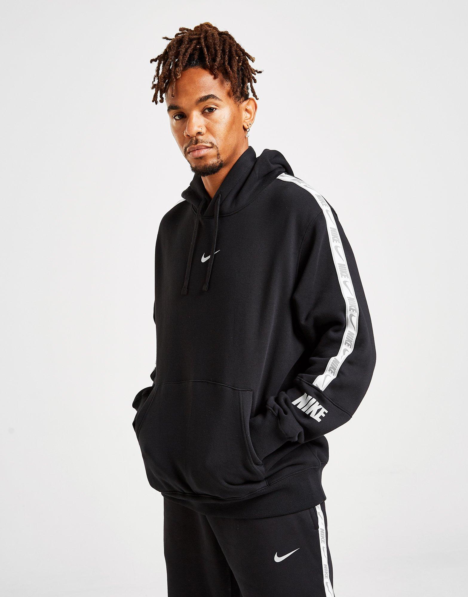 Black Nike Tape Fleece Overhead Hoodie 