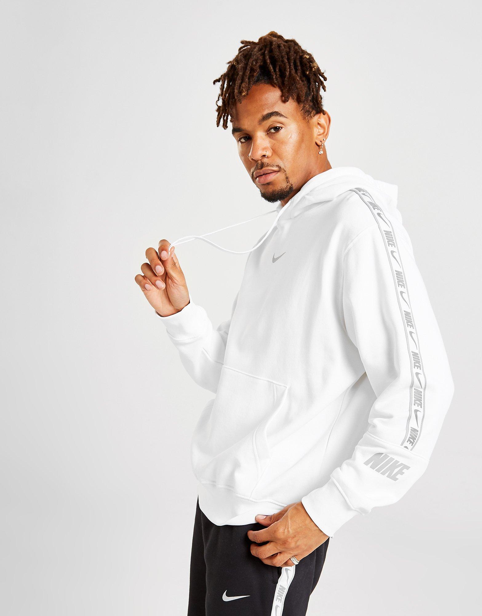 White Nike Tape Fleece Overhead Hoodie 