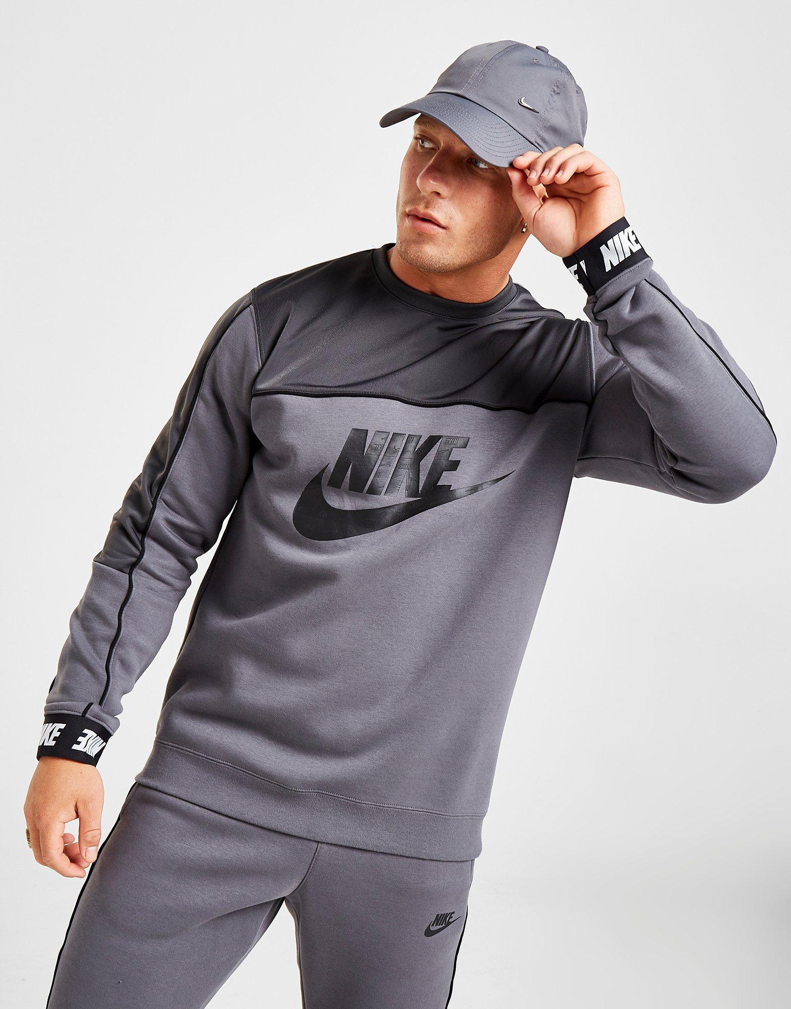 Grey Nike Hybrid Crew Sweatshirt | JD 