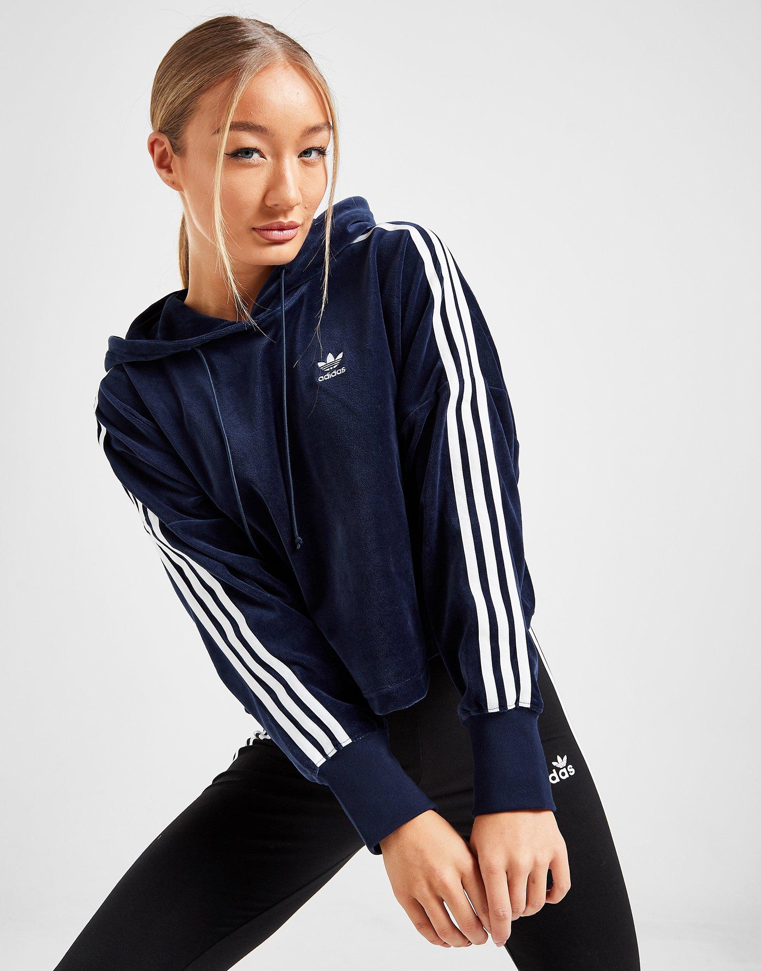 adidas velvet cropped hoodie sweatshirt