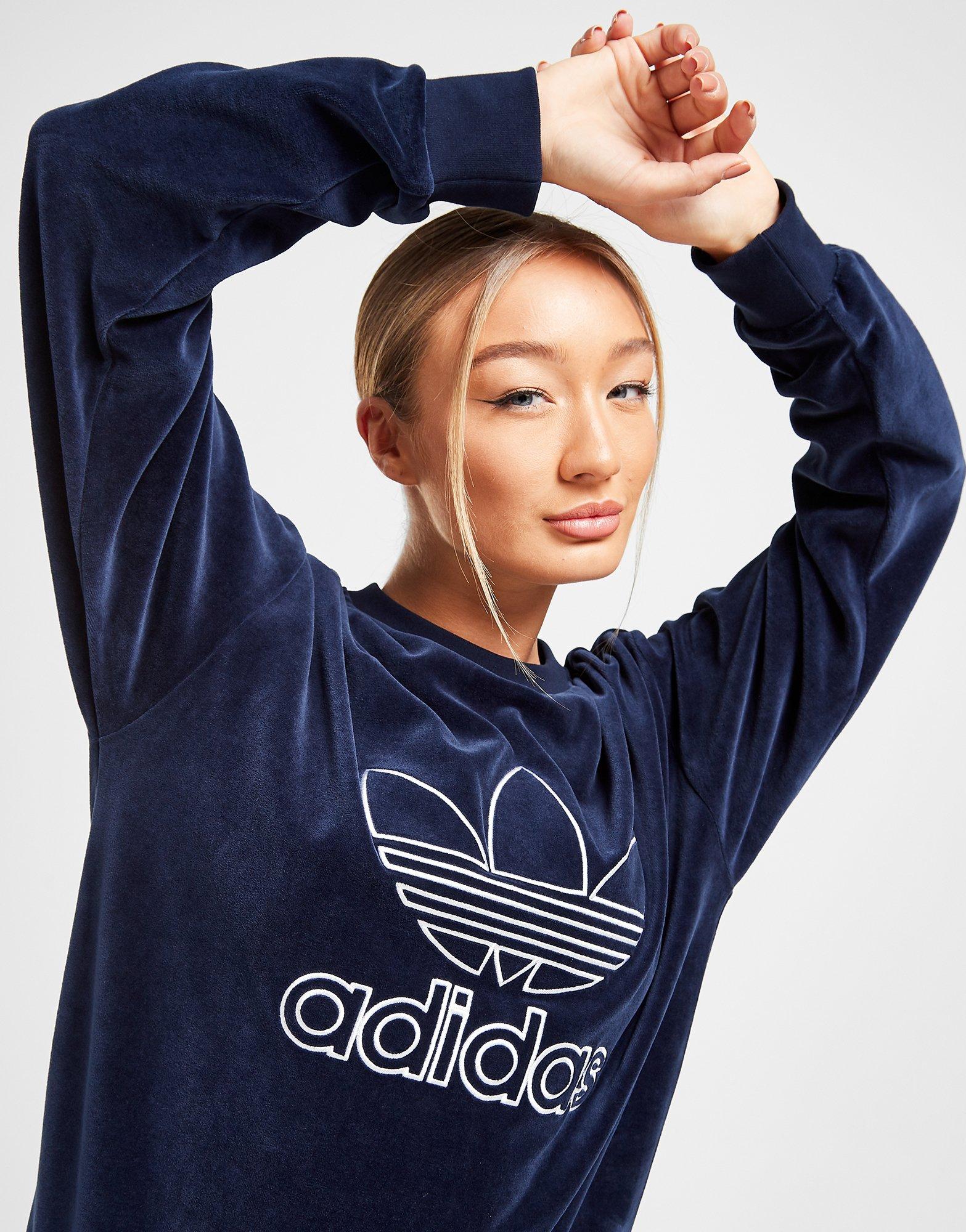 adidas velour crew sweatshirt