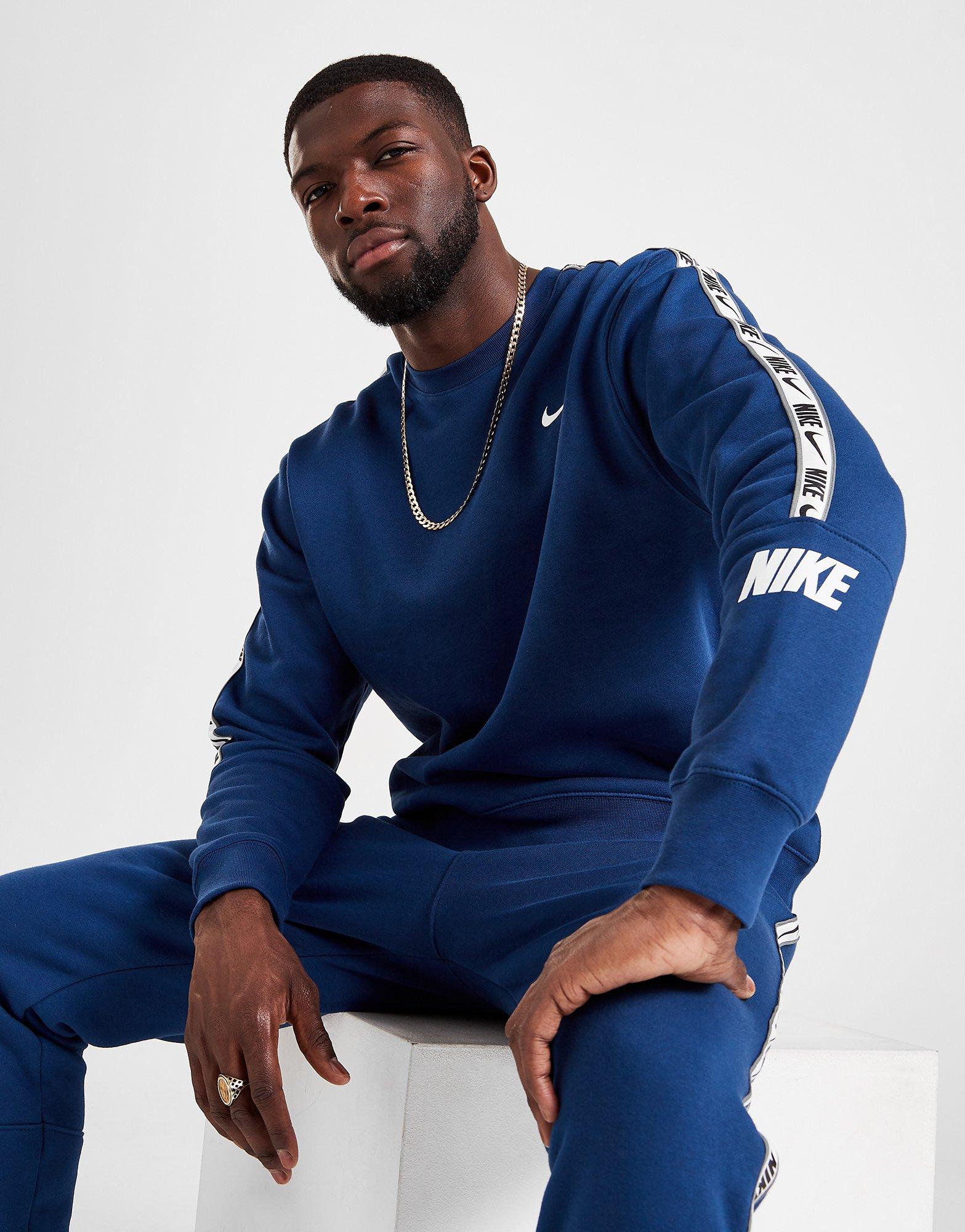 nike tape hoodie blue