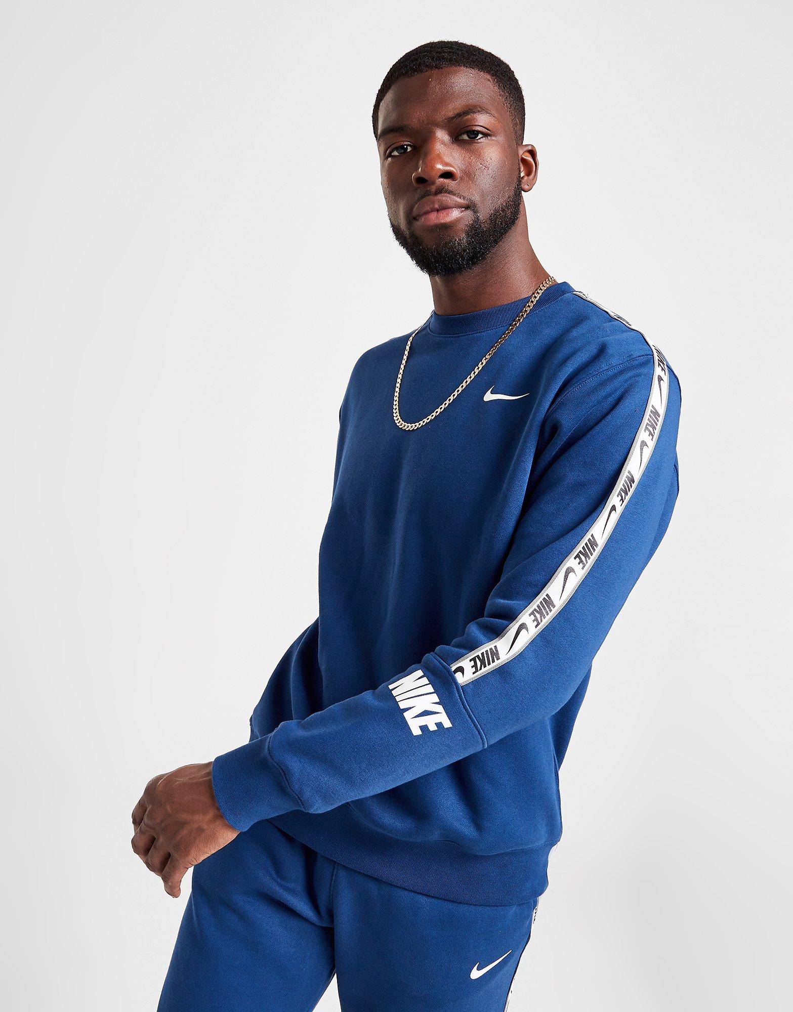 blue nike tape hoodie