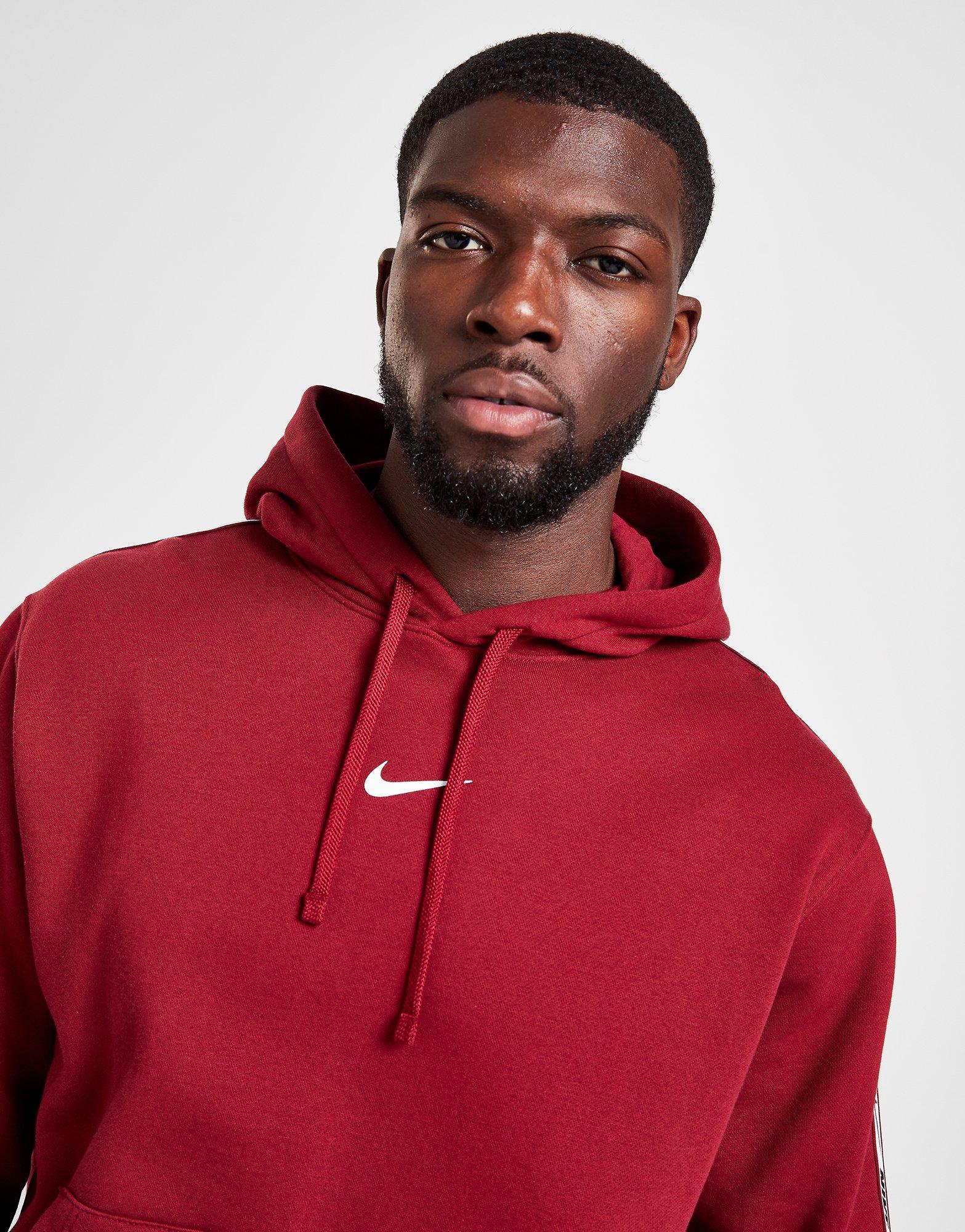 nike tape hoodie red