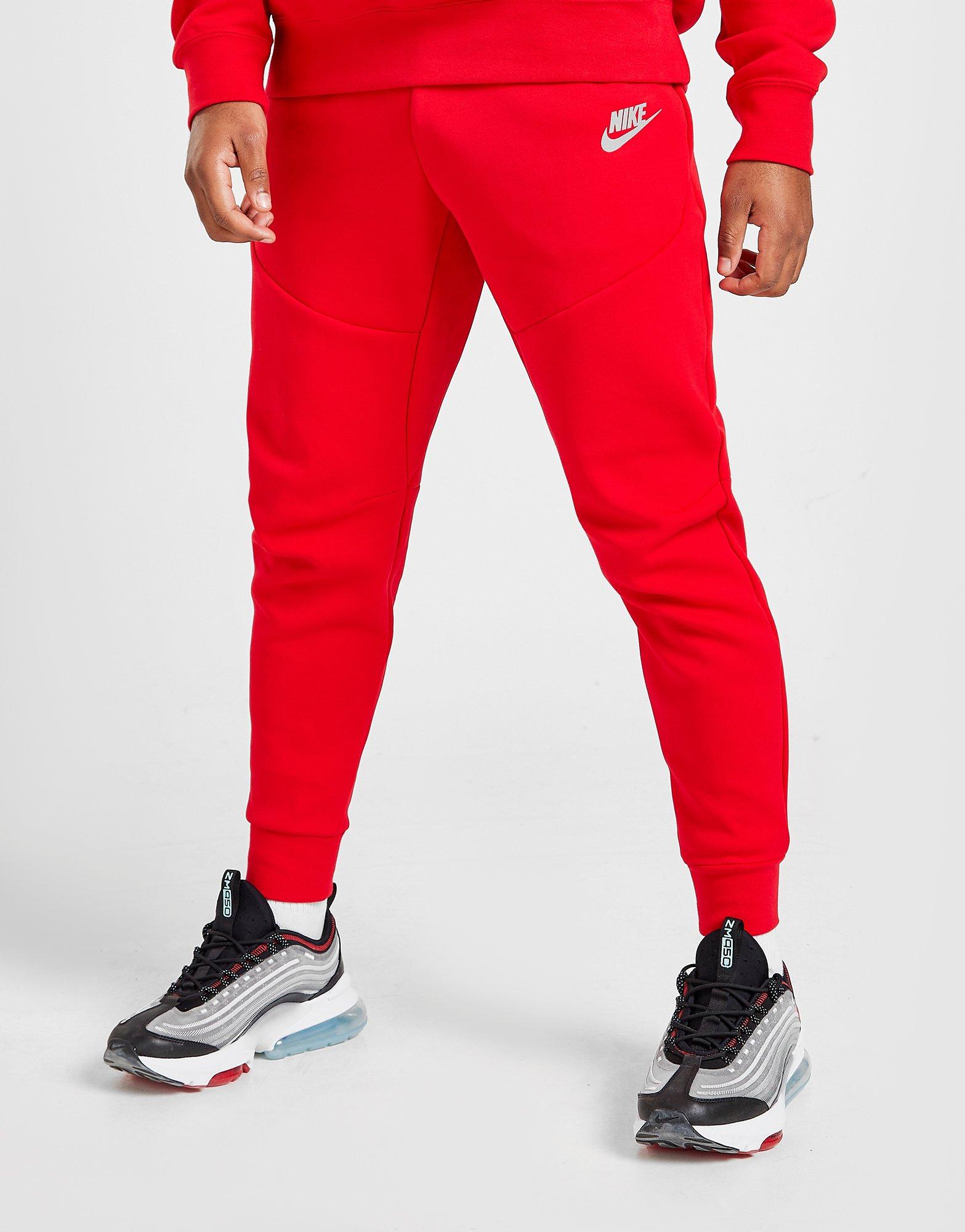 red nike fleece sweatpants