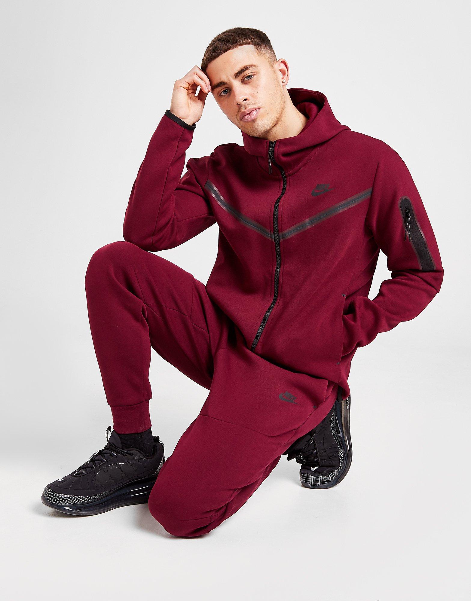 red nike tech fleece tracksuit