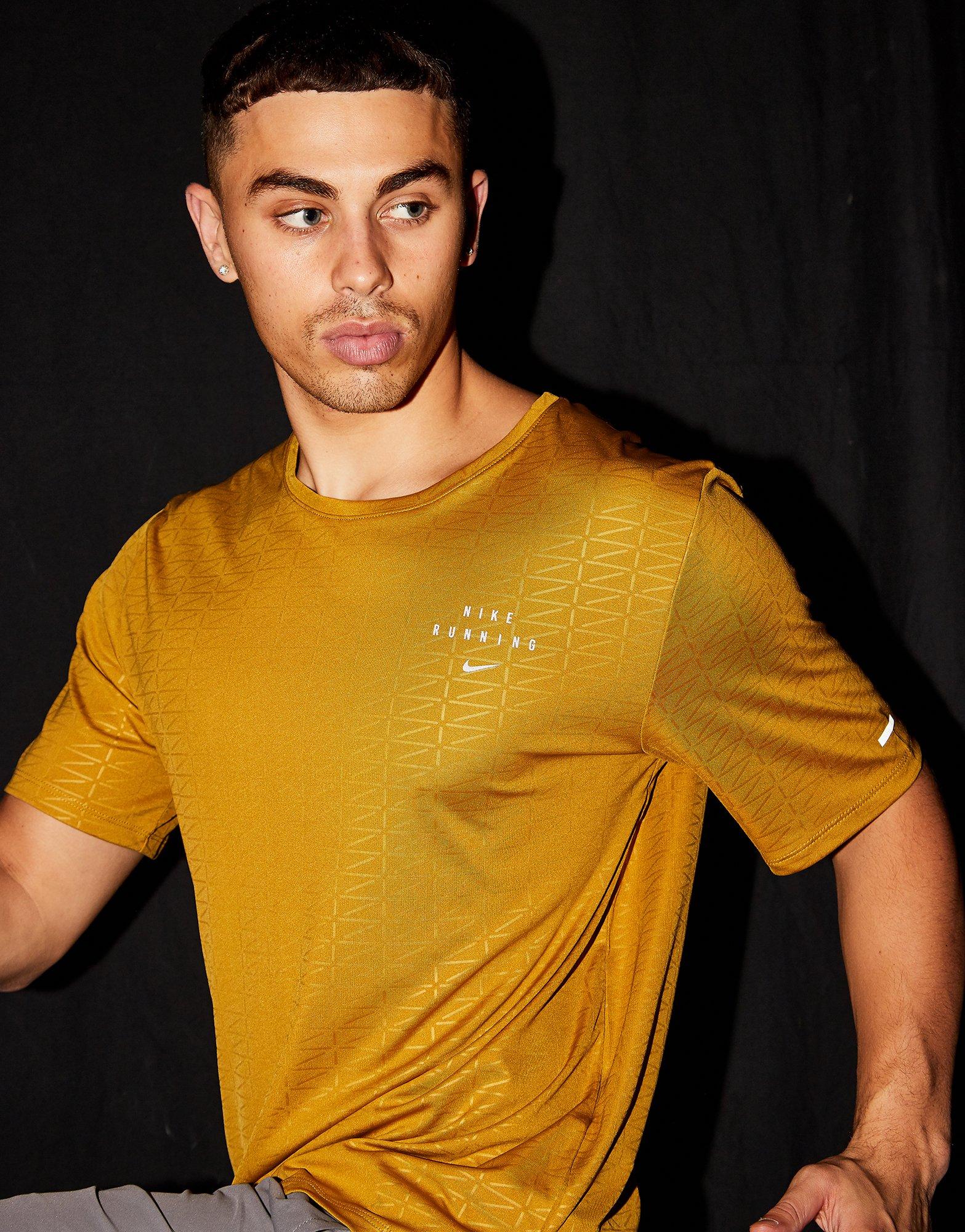 yellow nike miler t shirt