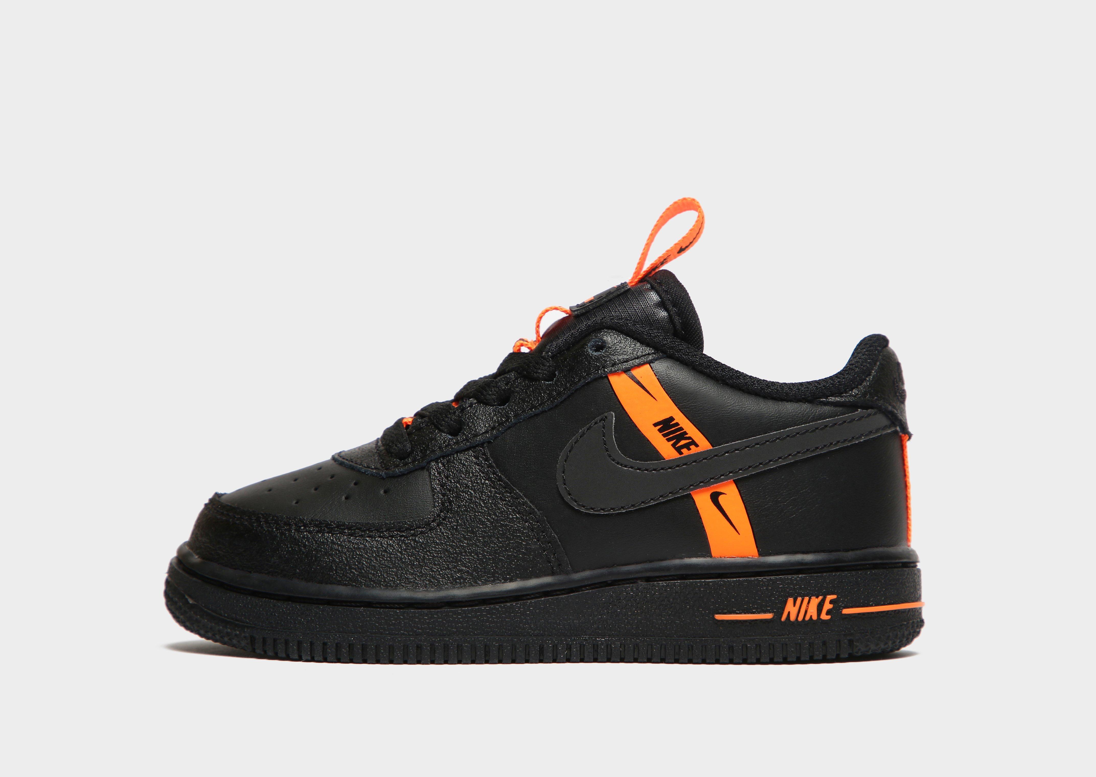 orange and black nike air force ones