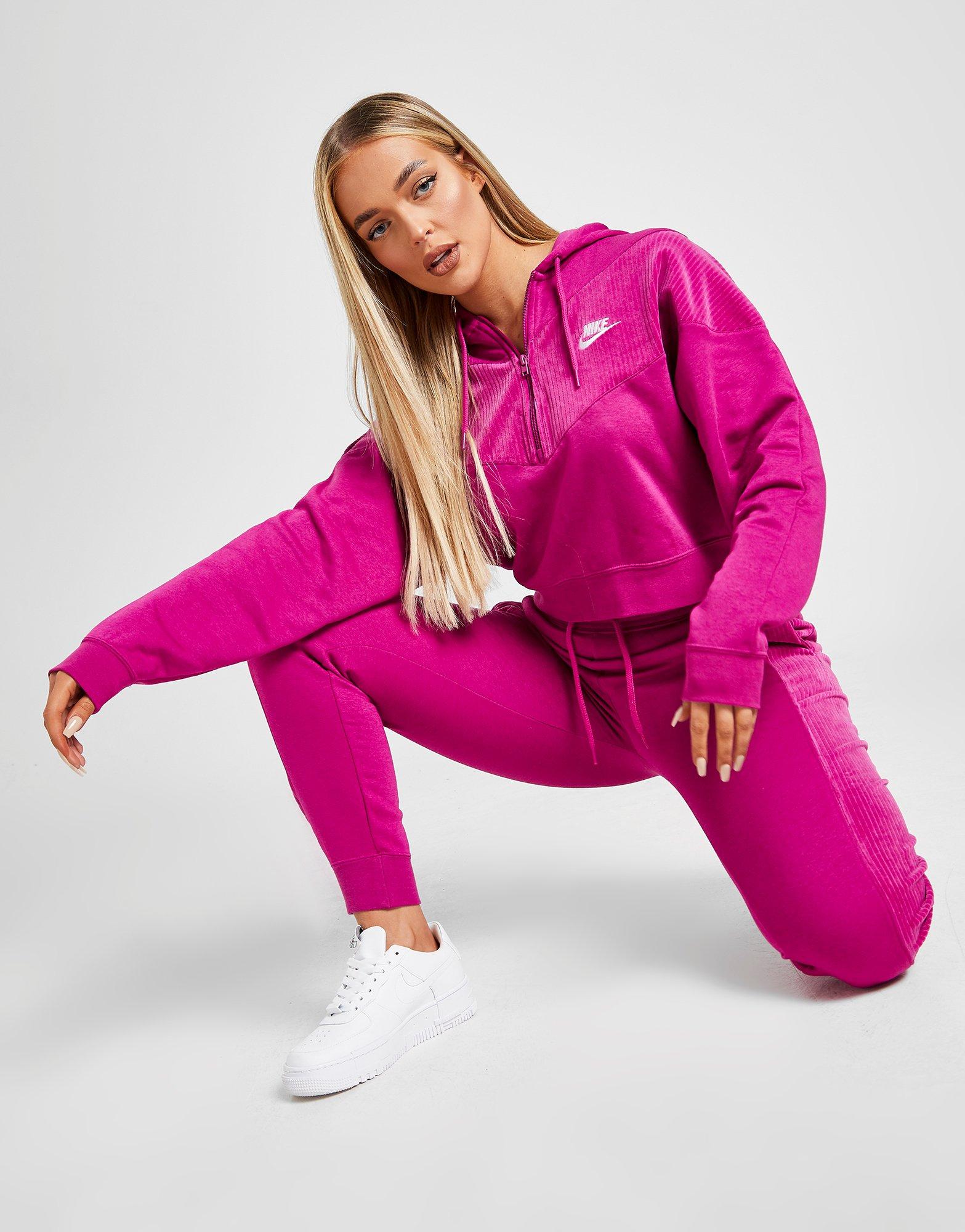 nike pink velour tracksuit