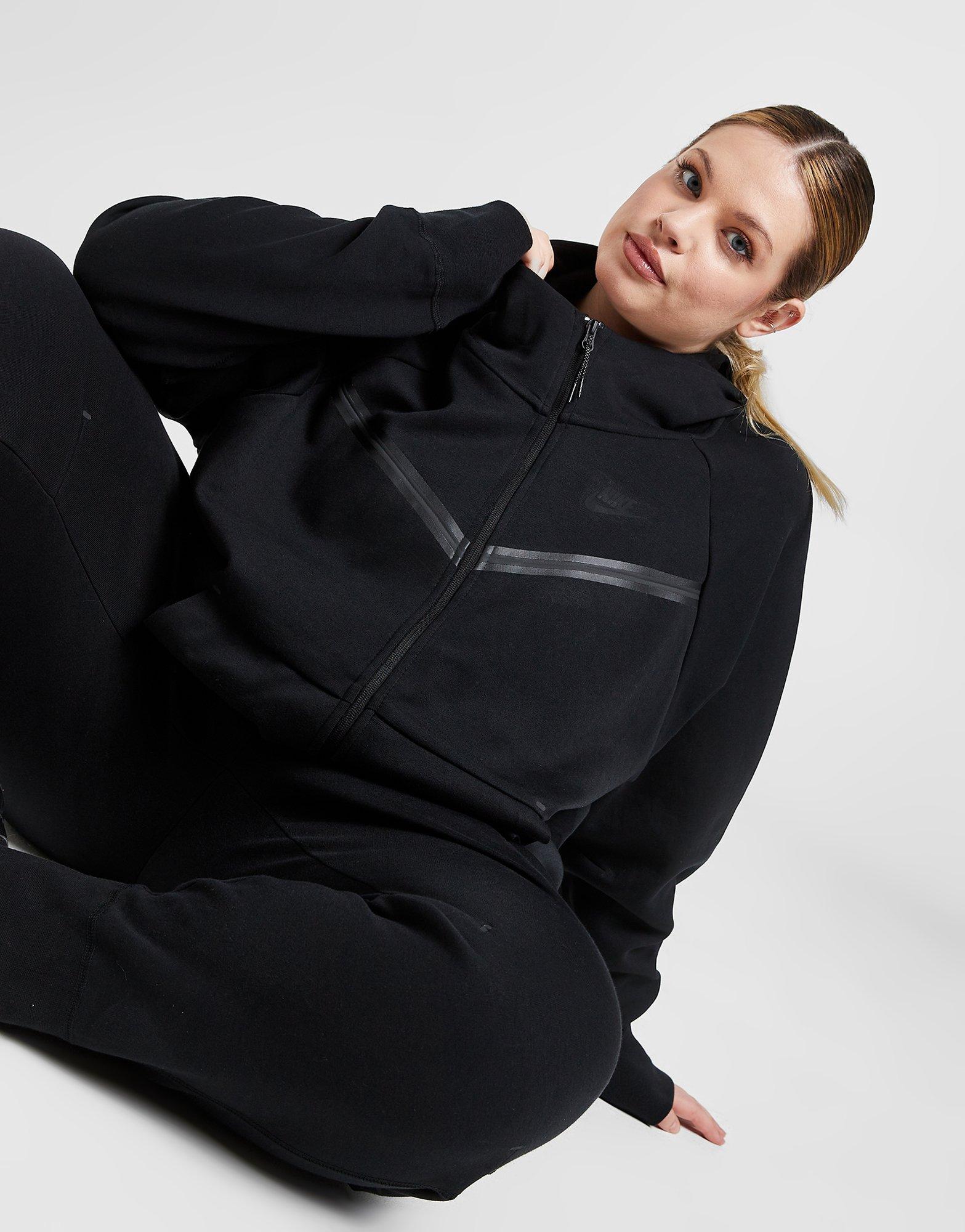 Sort Nike Tech Fleece Plus Size Hættetrøje Dame - Sports Danmark