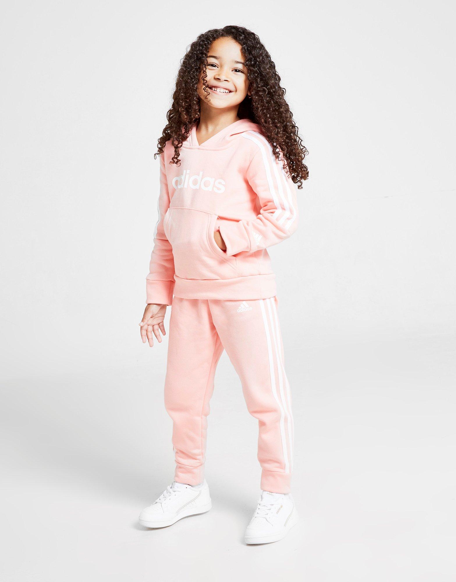 adidas girls pink tracksuit