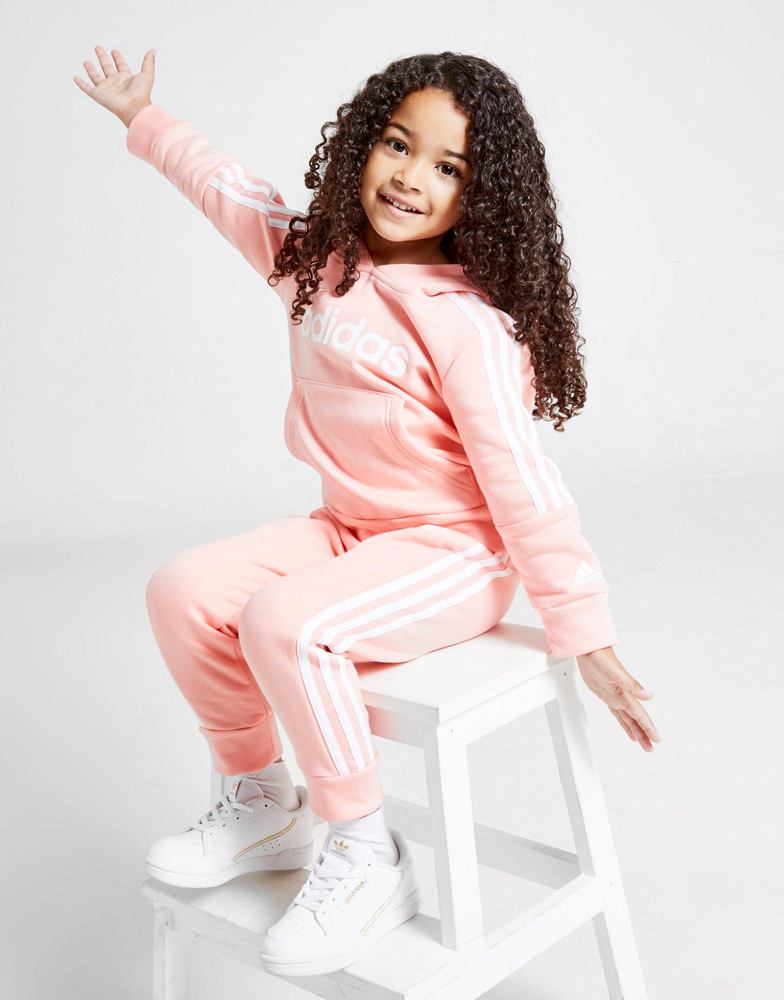 adidas girls pink tracksuit