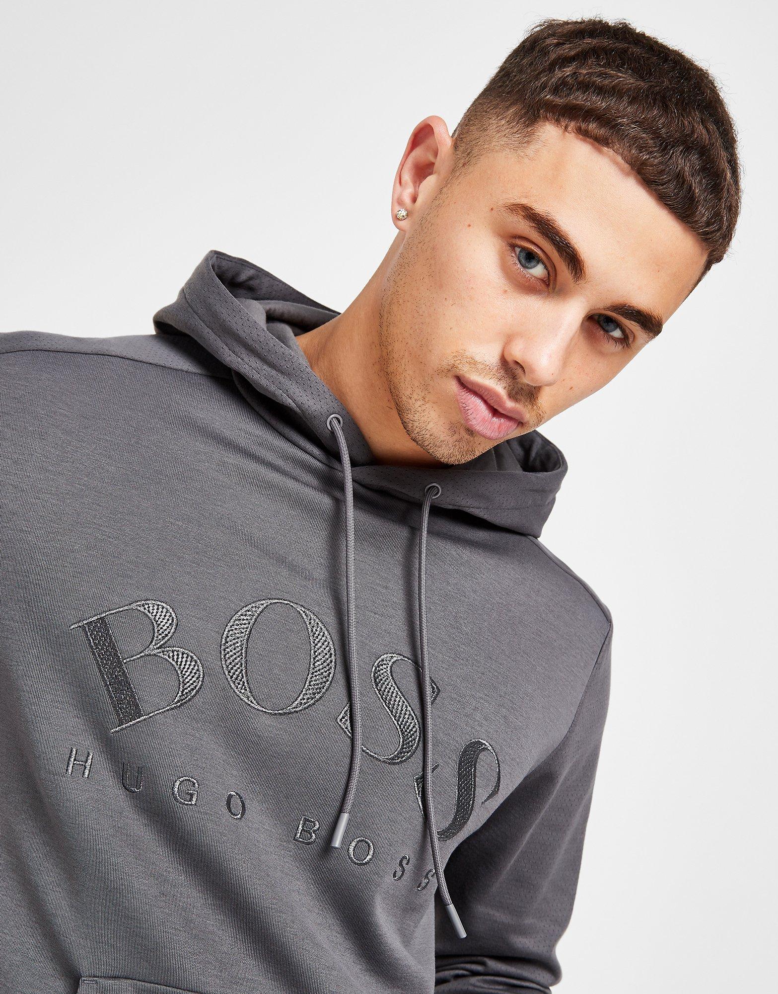 boss hoodie grey