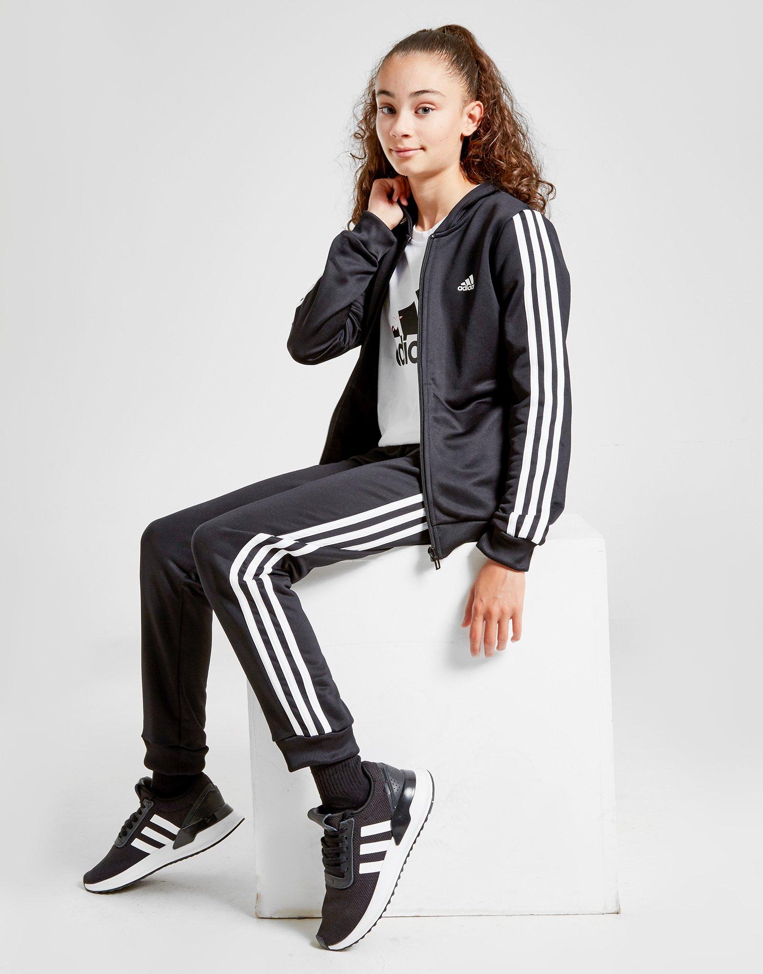 adidas badge of sport 3 stripe hooded tracksuit