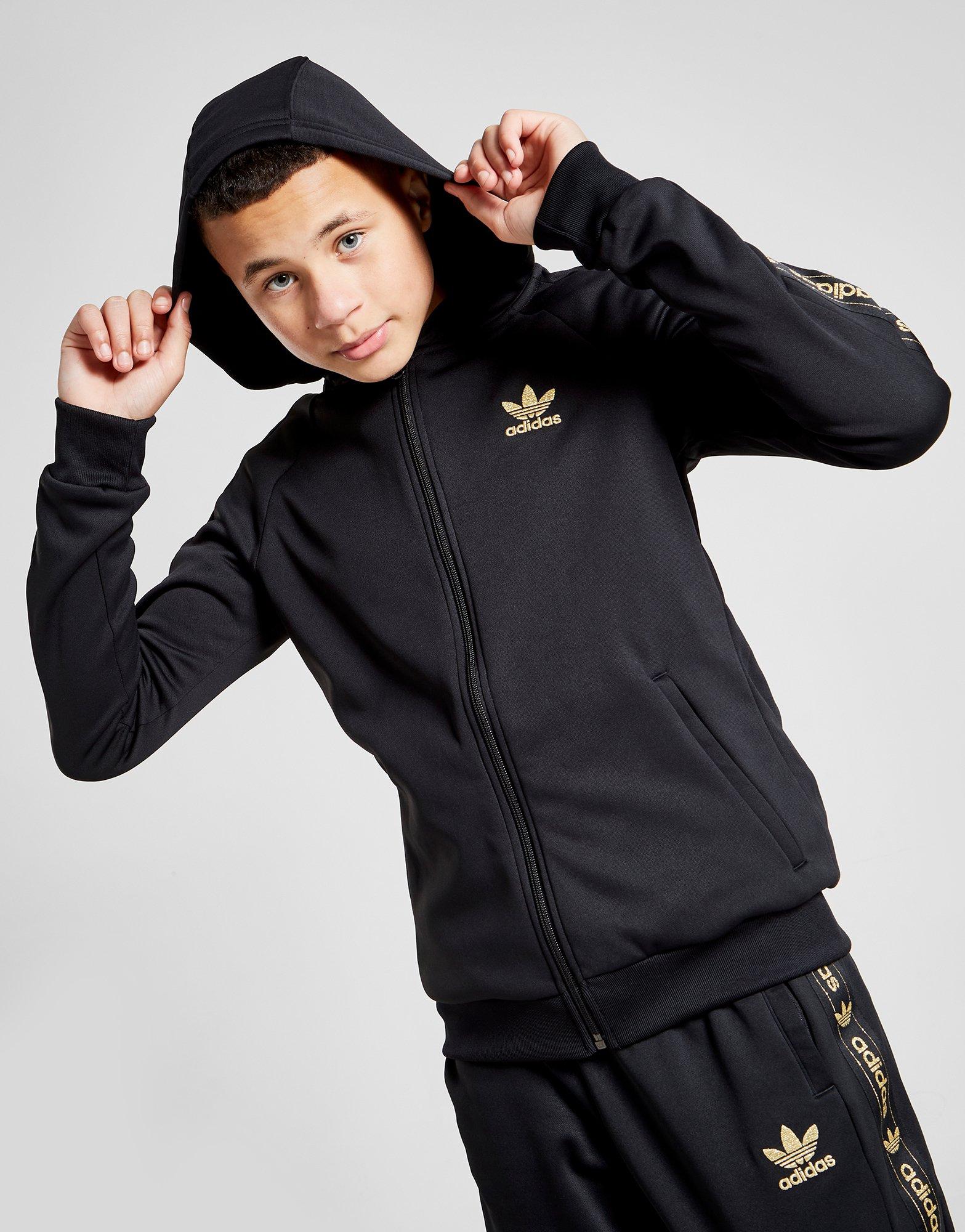 jd adidas tape hoodie