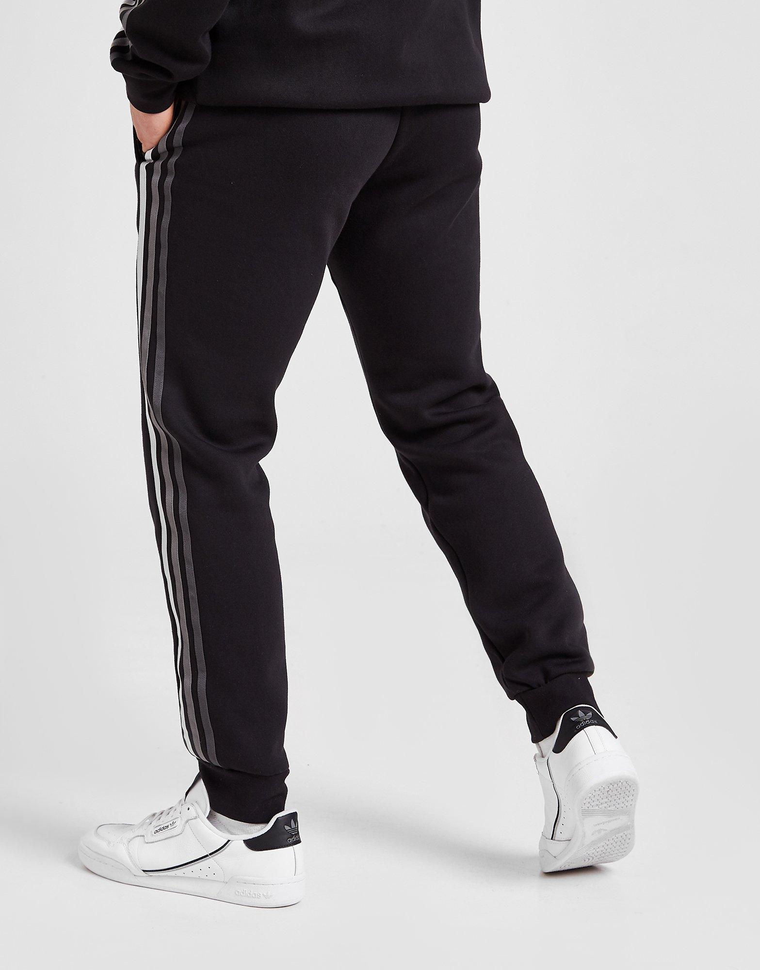 adidas grey joggers white stripes