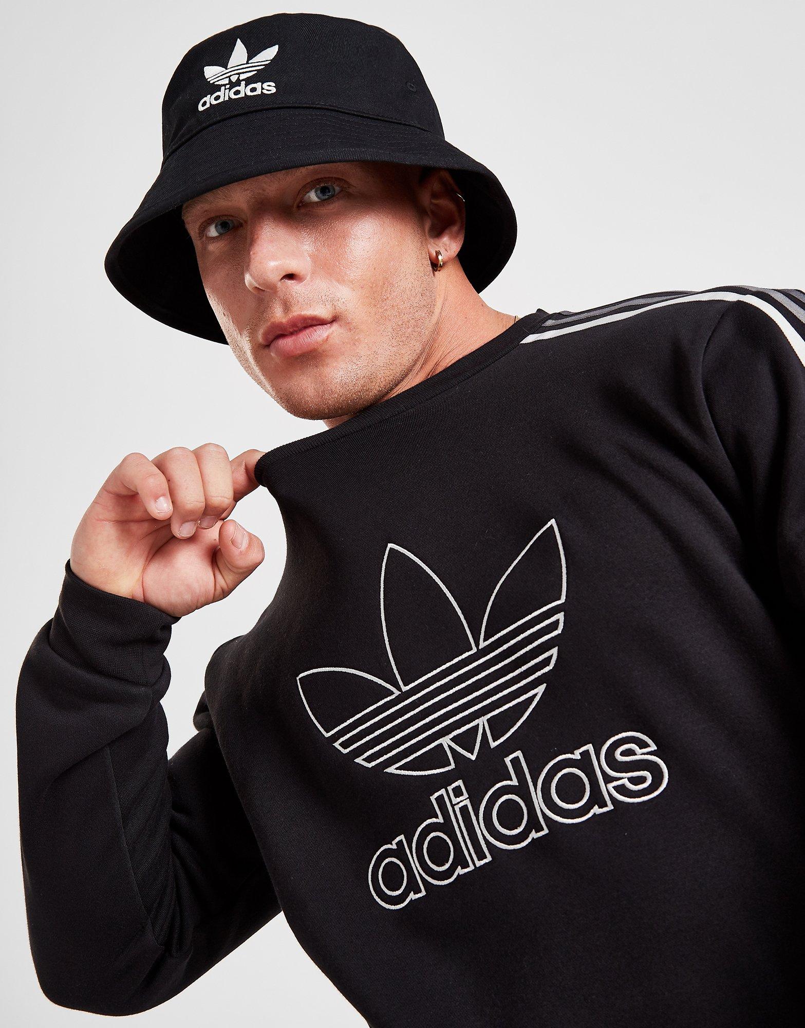 adidas originals adicolor three stripe crew neck sweat in black